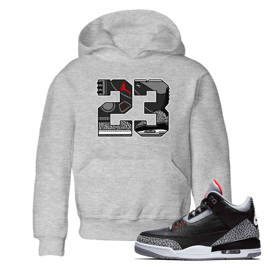 23 snkmatch Tees Kids - Air Jordan 3 Black Cement