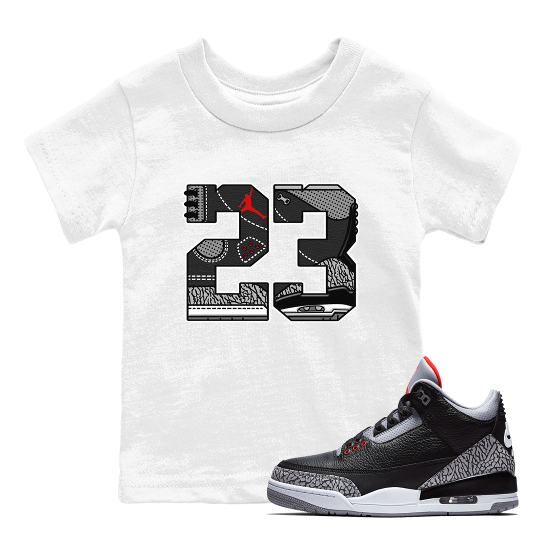 23 snkmatch Tees Kids - Air Jordan 3 Black Cement