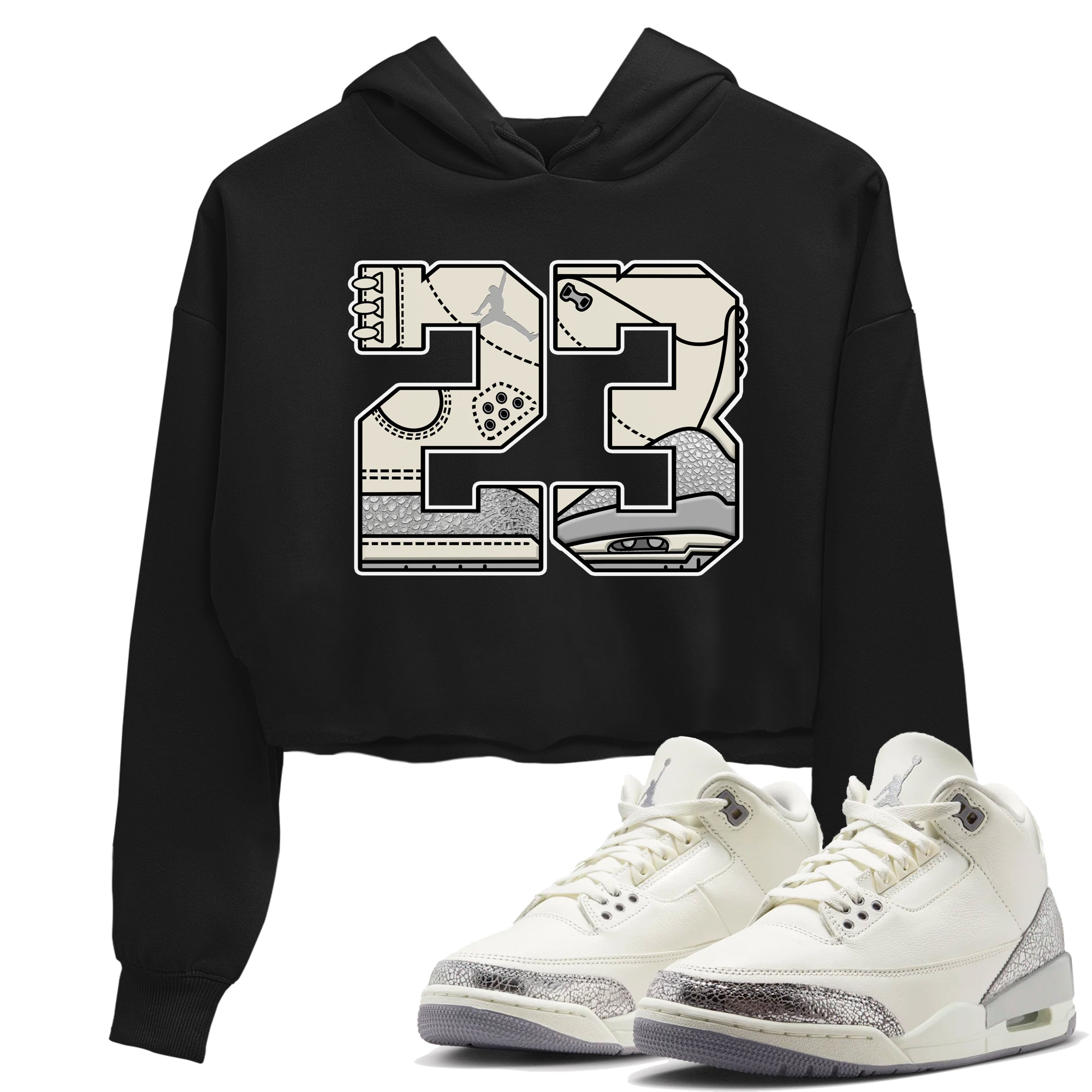 23 snkmatch Women's Top - Air Jordan 3 Sail and Cement Grey