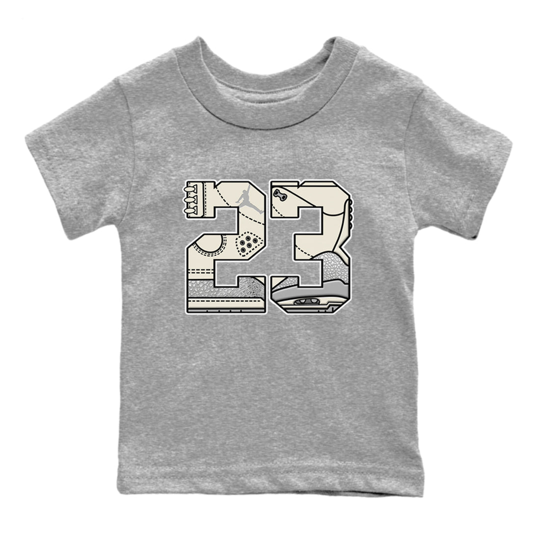 23 snkmatch Tees Kids - Air Jordan 3 Sail and Cement Grey