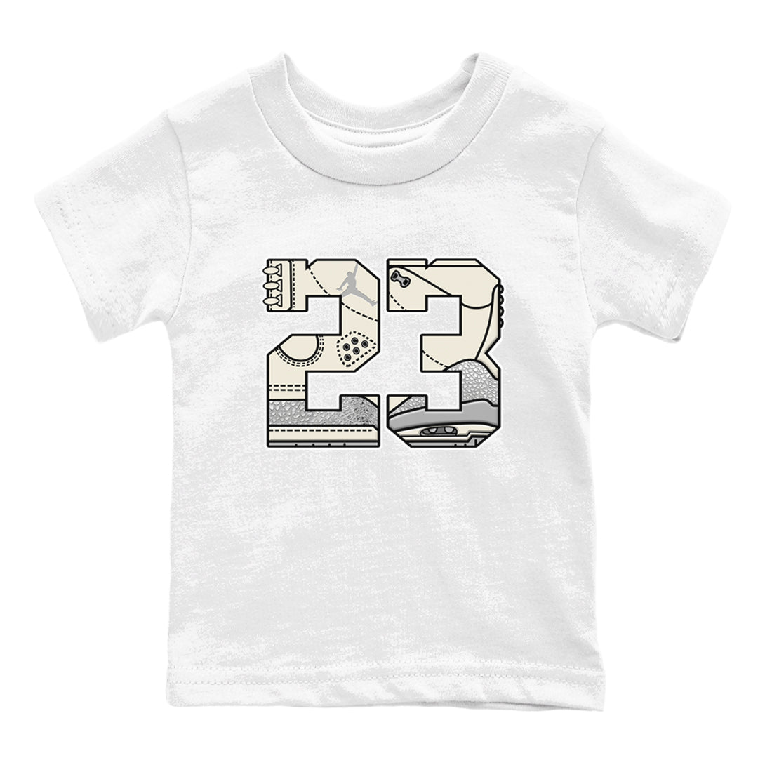 23 snkmatch Tees Kids - Air Jordan 3 Sail and Cement Grey