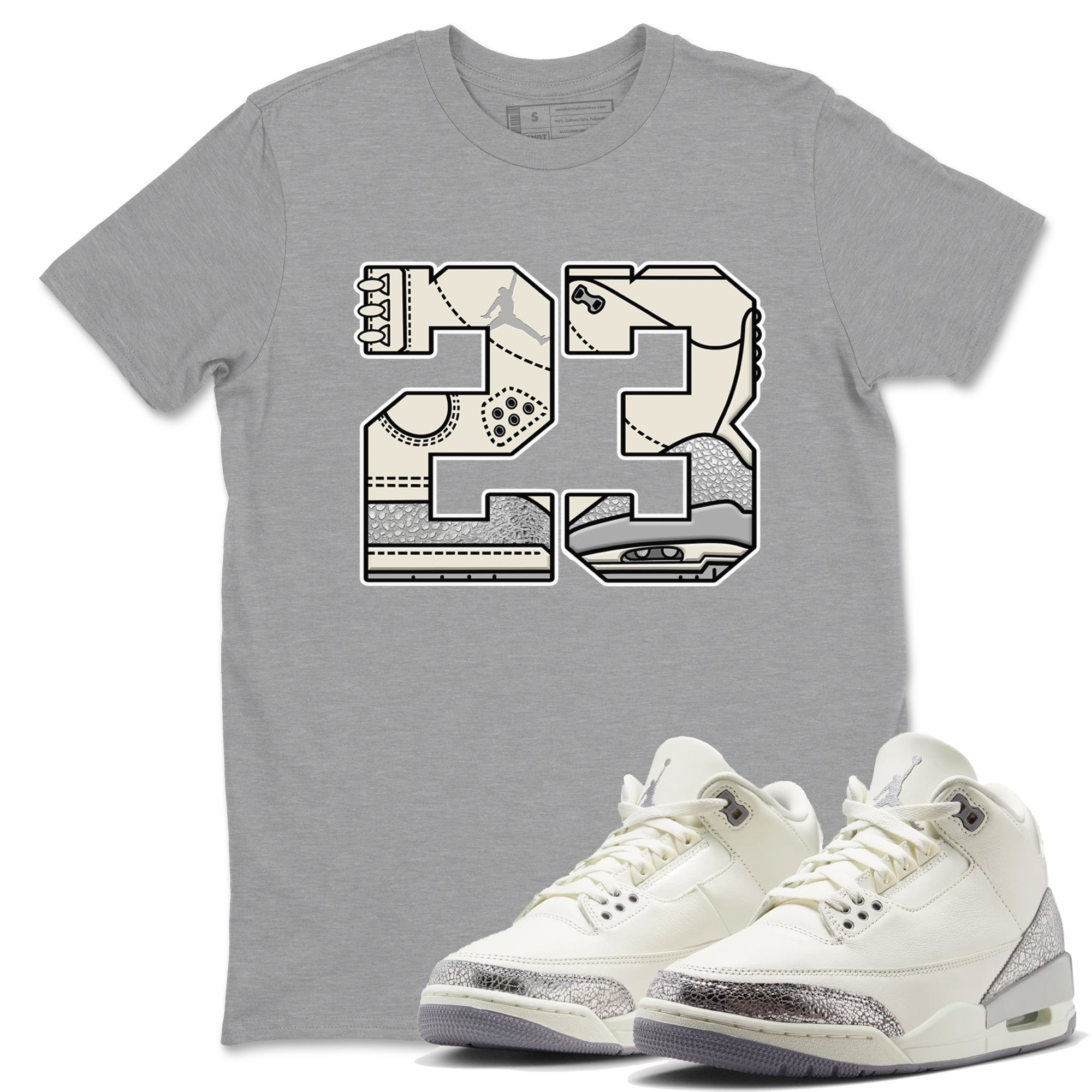 23 snkmatch Tees - Air Jordan 3 Sail and Cement Grey