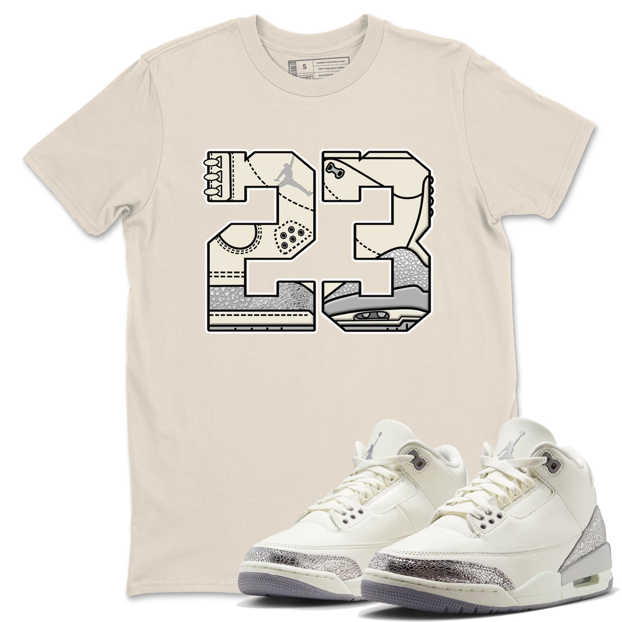 23 snkmatch Tees - Air Jordan 3 Sail and Cement Grey