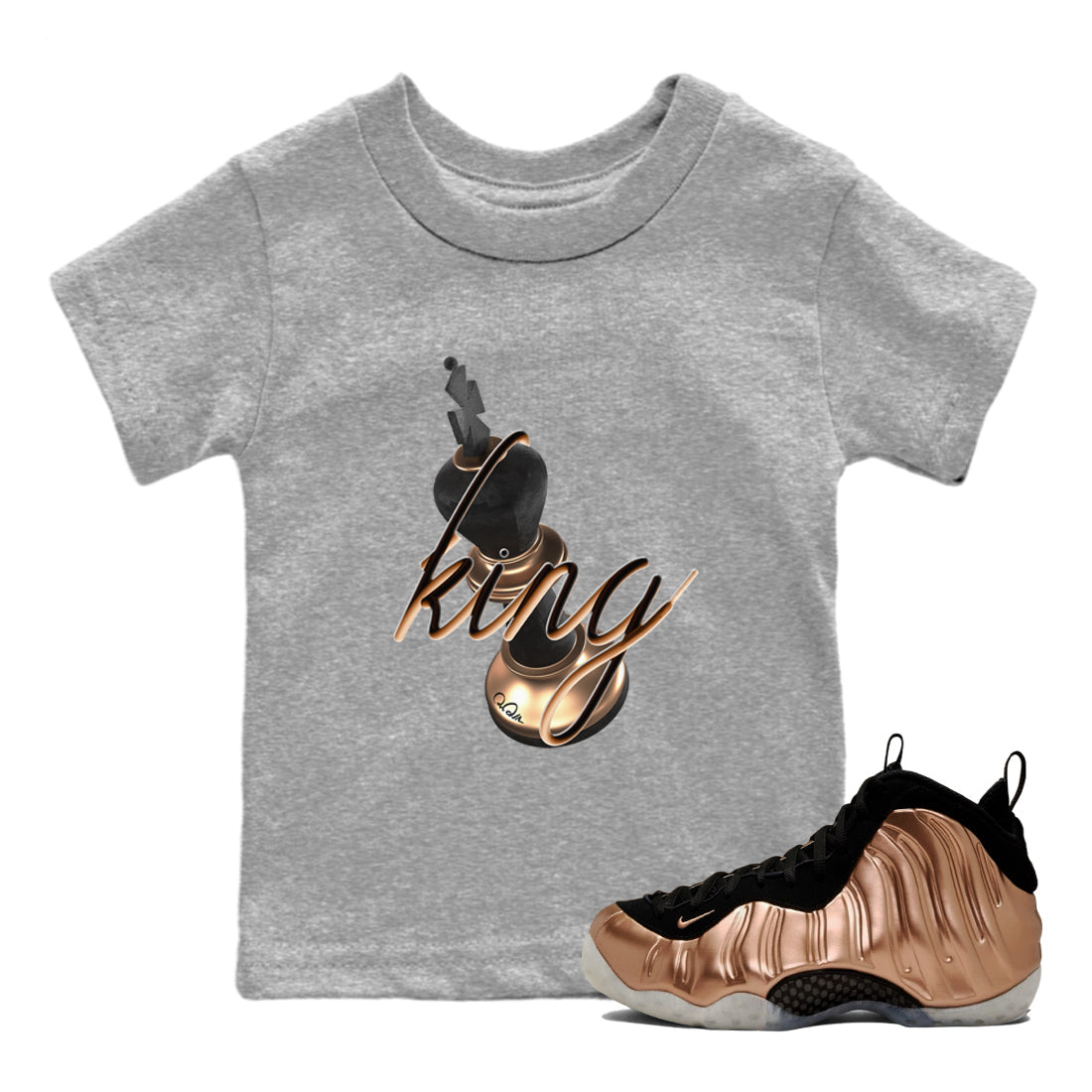 3D King snkmatch Tees Kids - Air Foamposite One Metallic Copper