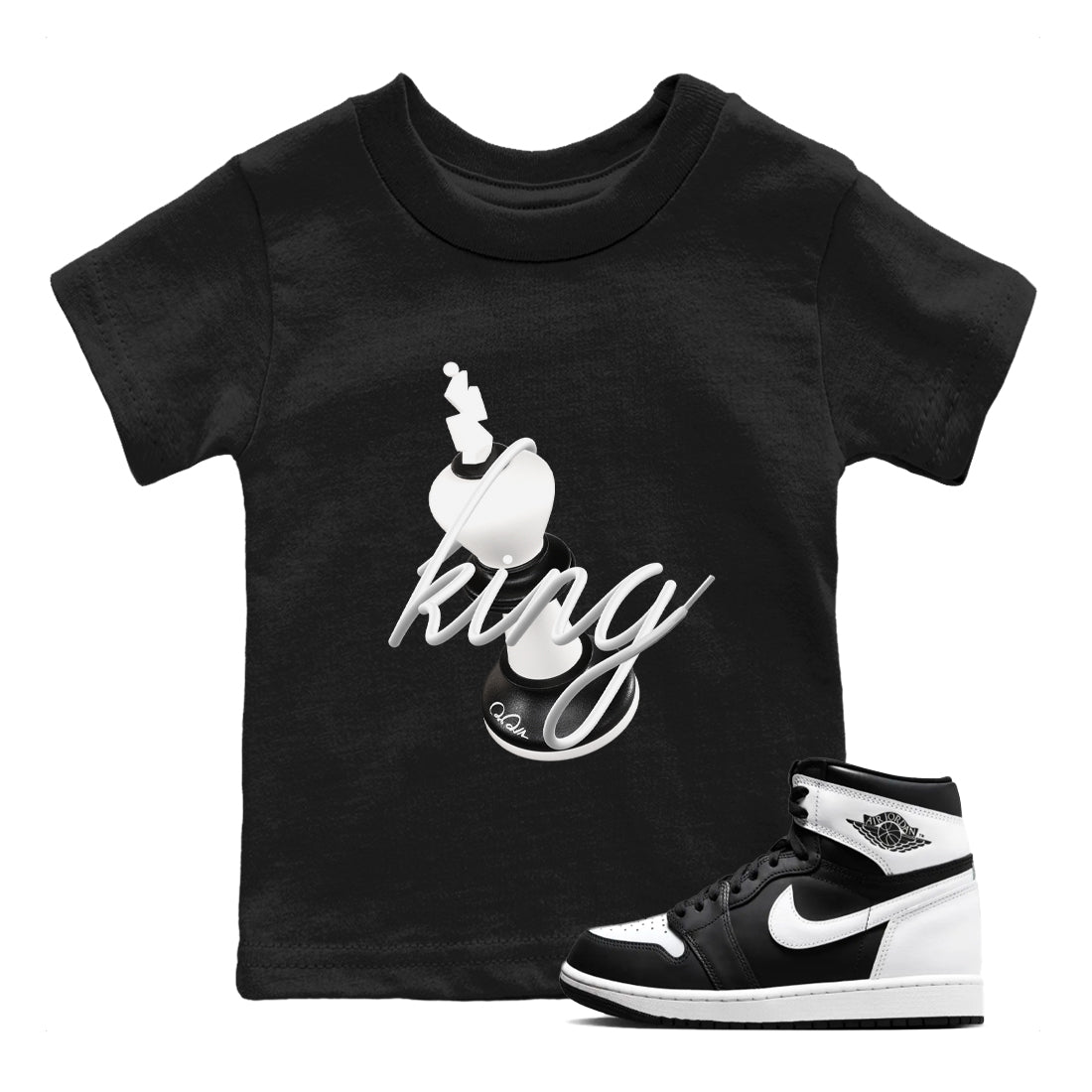 3D King snkmatch Tees Kids - Air Jordan 1 Black White