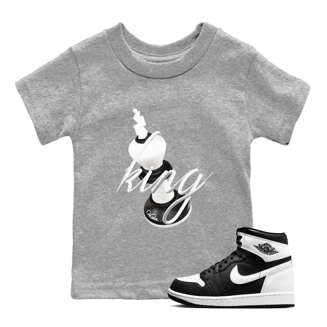 3D King snkmatch Tees Kids - Air Jordan 1 Black White