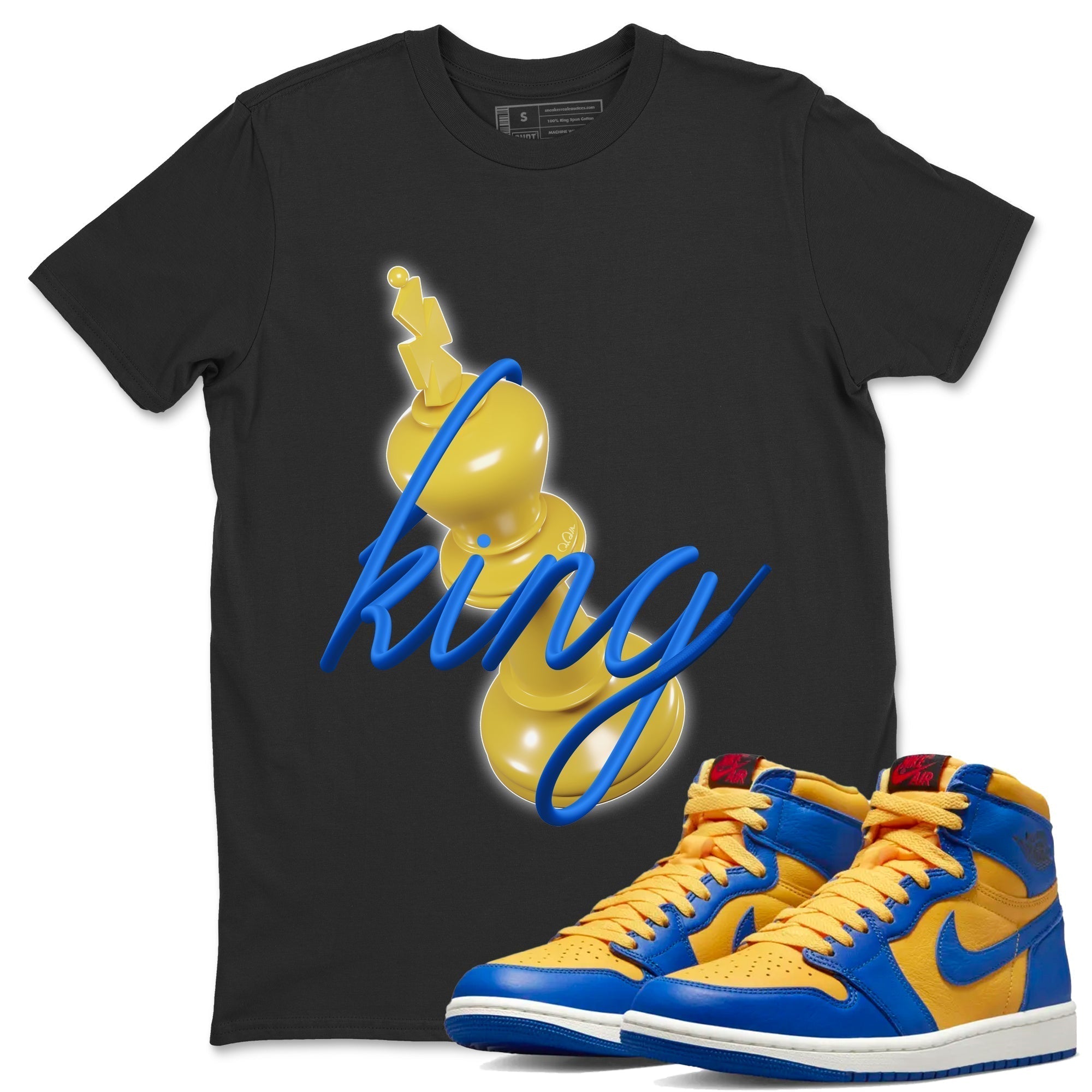 3D King Unisex Tops - Air Jordan 1 Game Royal Varsity Maize