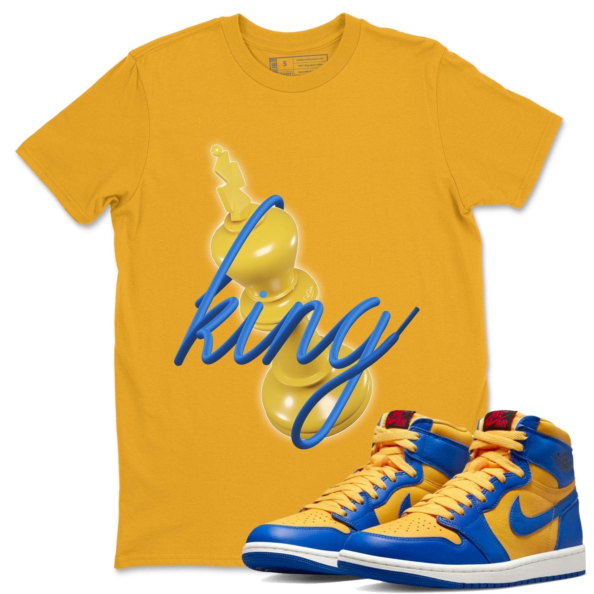 3D King Unisex Tops - Air Jordan 1 Game Royal Varsity Maize