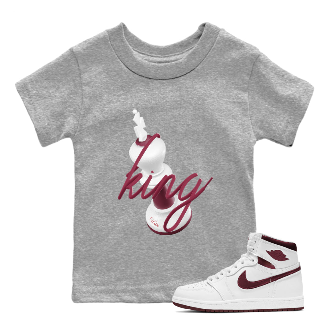 3D King snkmatch Tee Kids - Air Jordan 1 Metallic Burgundy