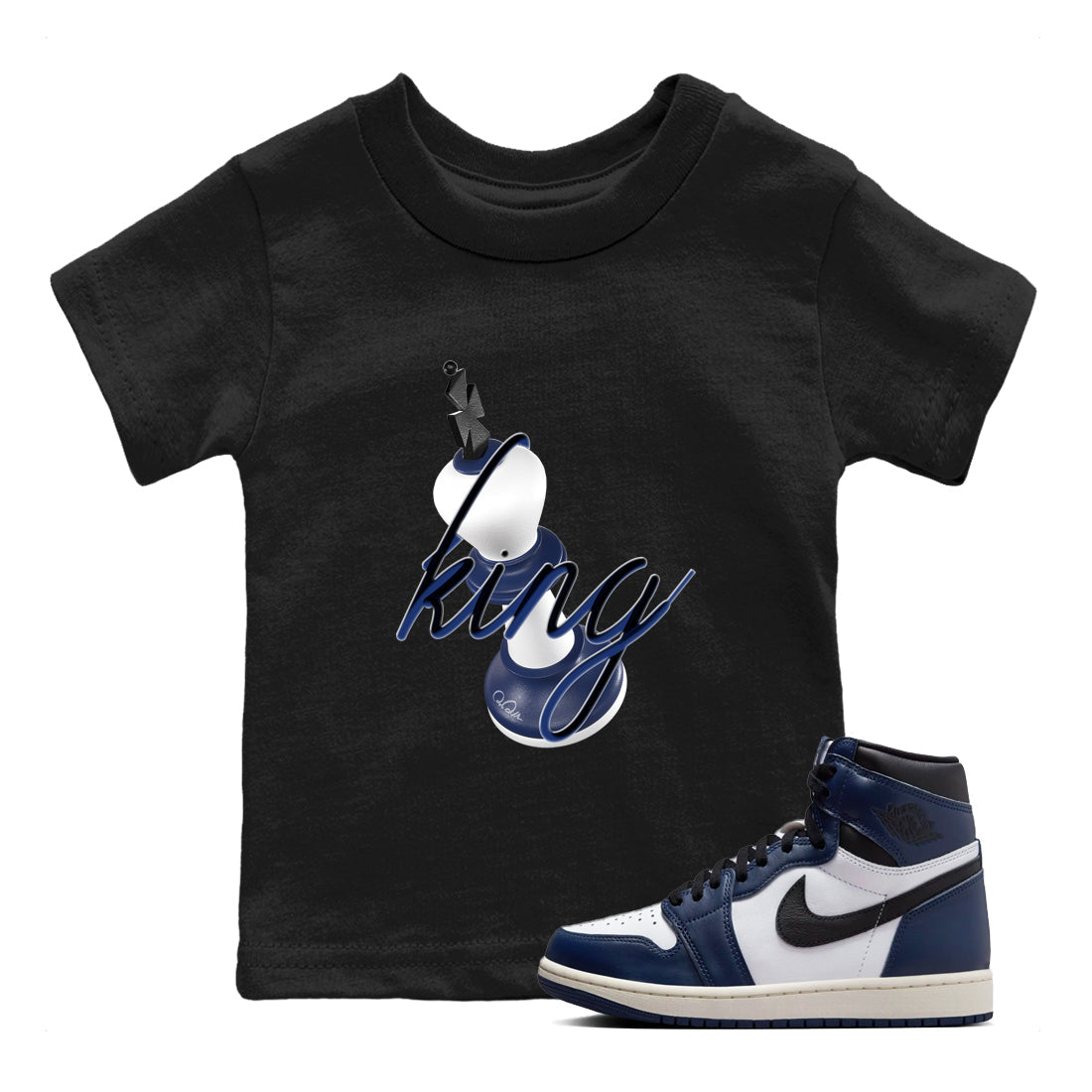 3D King snkmatch Tees Kids - Air Jordan 1 Midnight Navy