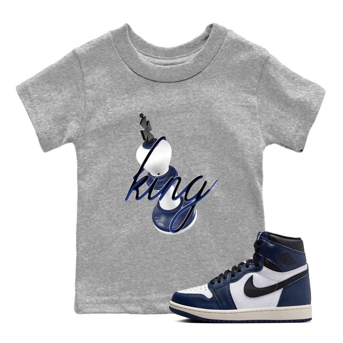 3D King snkmatch Tees Kids - Air Jordan 1 Midnight Navy