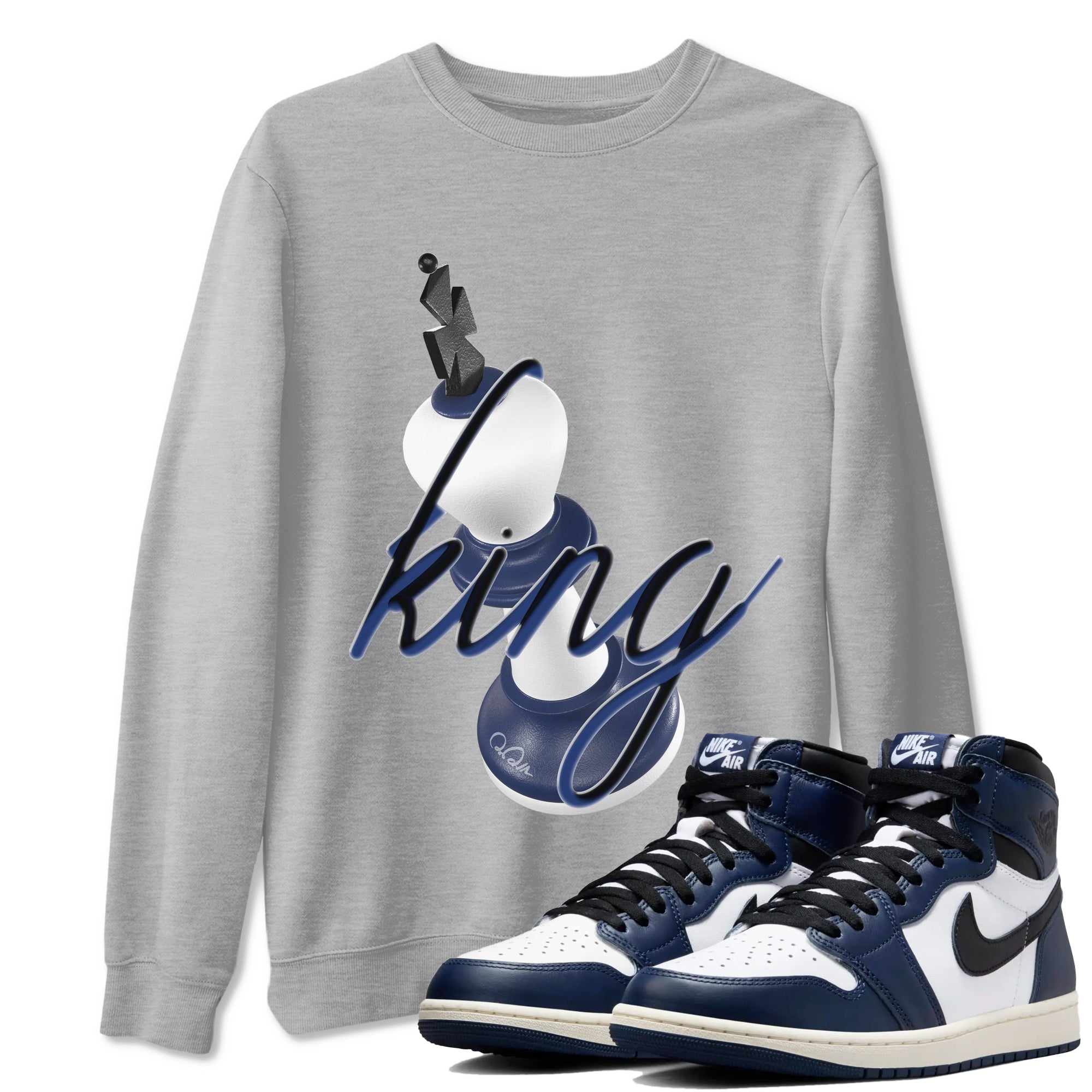 3D King snkmatch Tees - Air Jordan 1 Midnight Navy