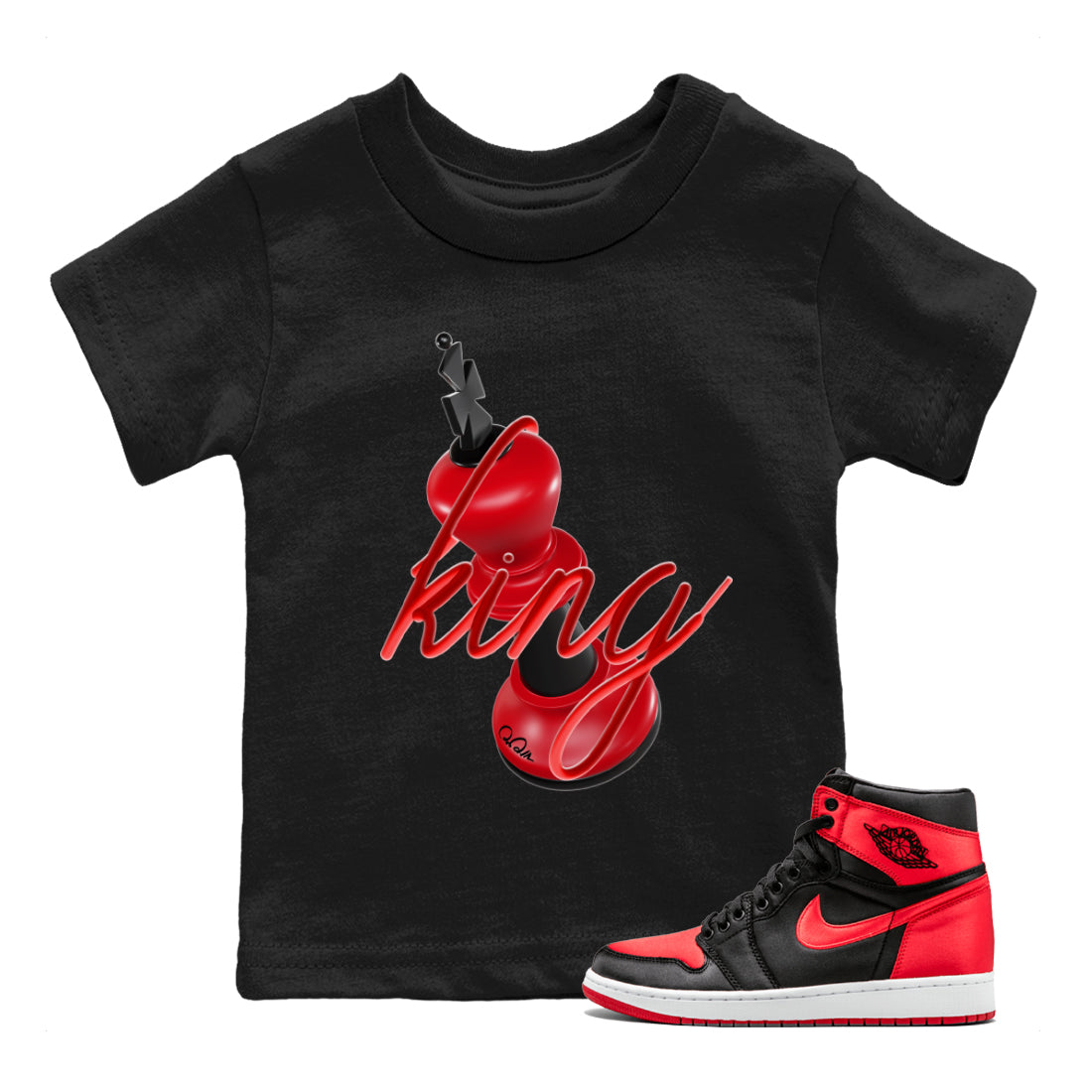 3D King Kids Tops - Air Jordan 1 Satin Bred