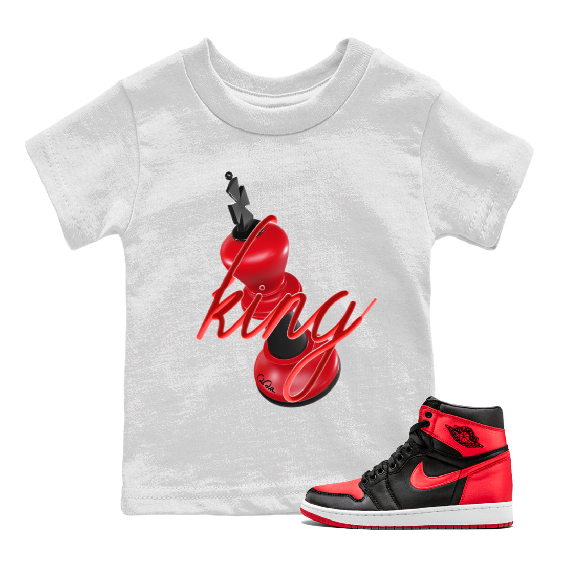 3D King Kids Tops - Air Jordan 1 Satin Bred