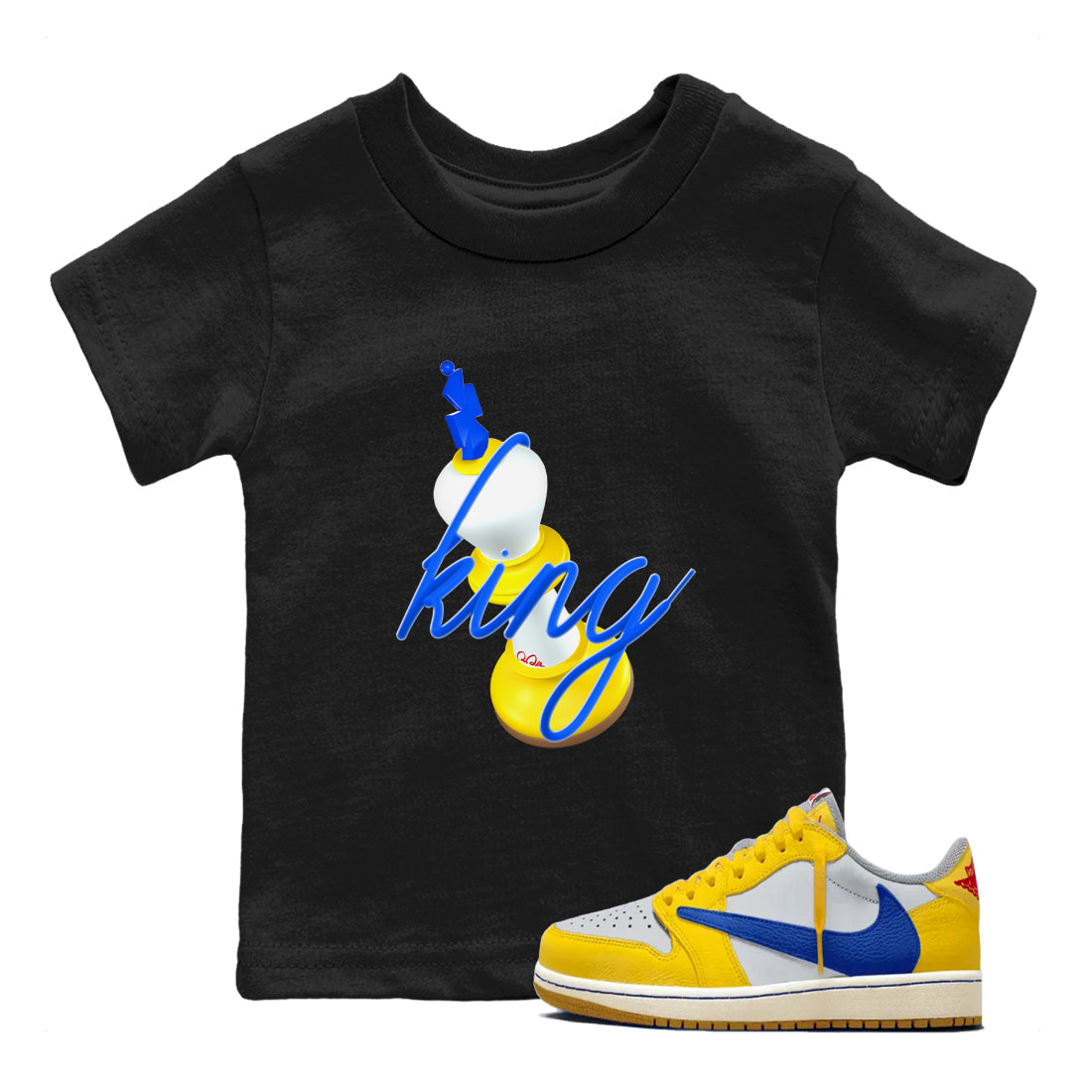 3D King snkmatch Tees Kids - Air Jordan 1 Travis Scott Canary