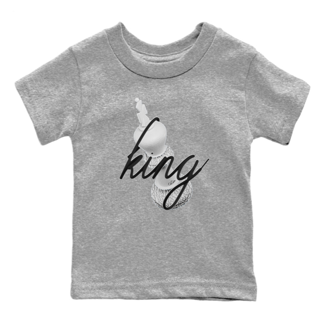 3D King Kids Tops - Air Jordan 1 White Cement
