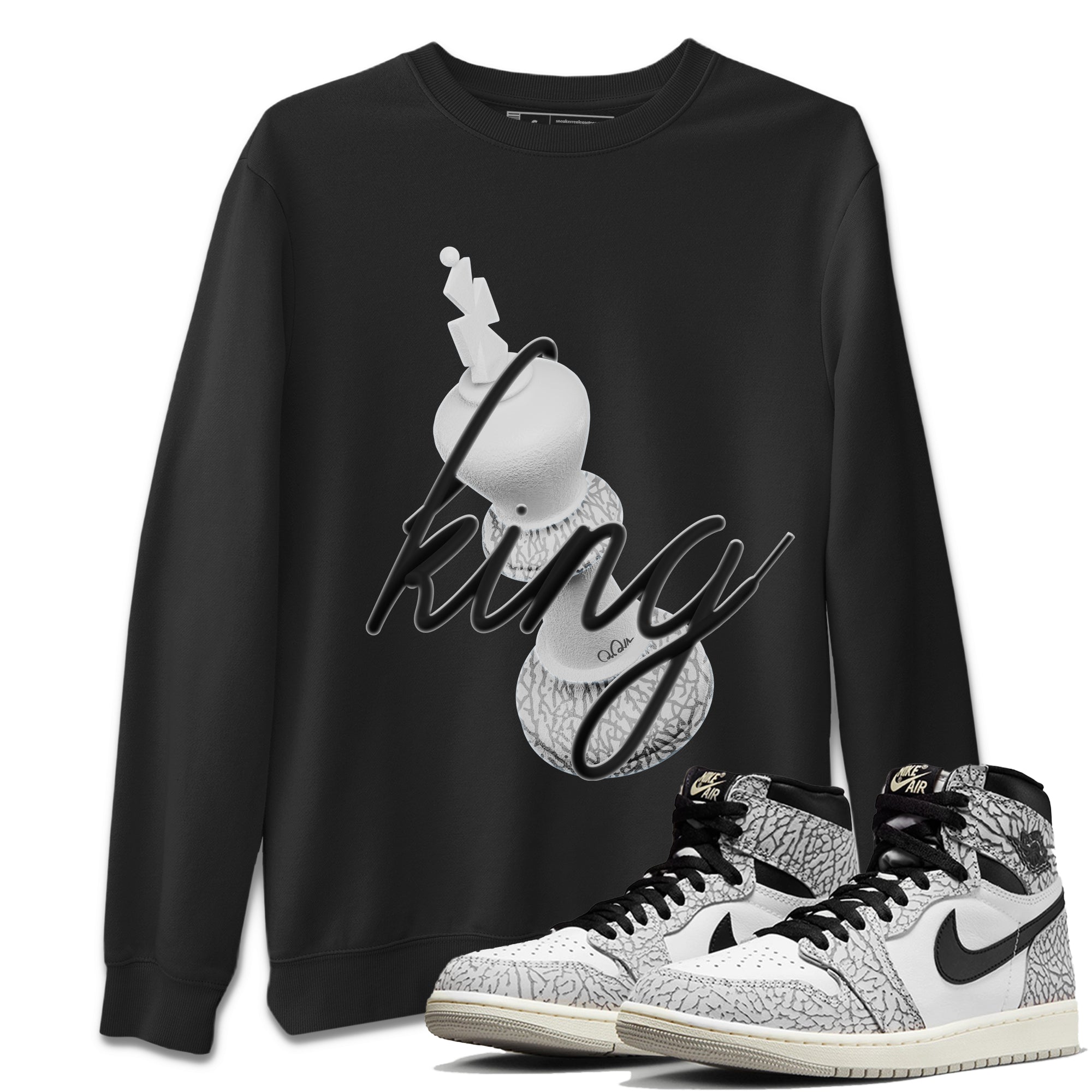 3D King Unisex Tops - Air Jordan 1 White Cement