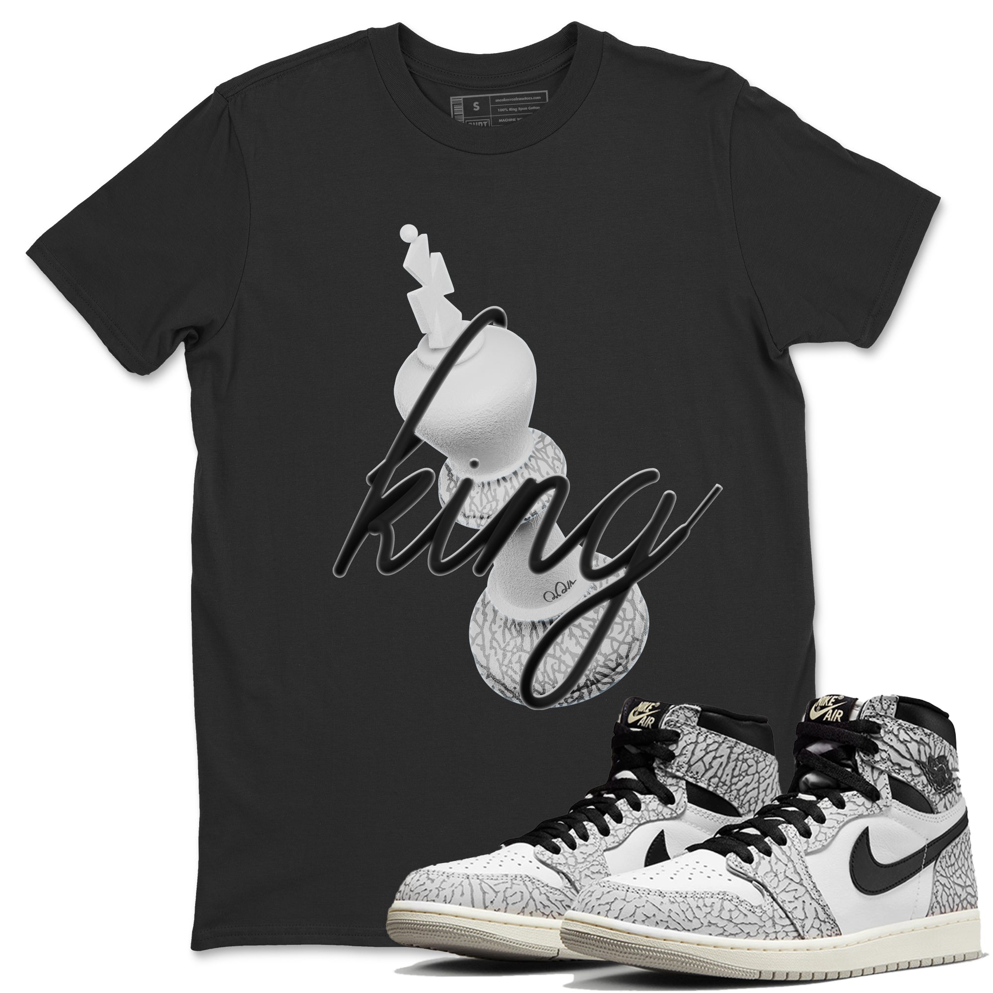 3D King Unisex Tops - Air Jordan 1 White Cement
