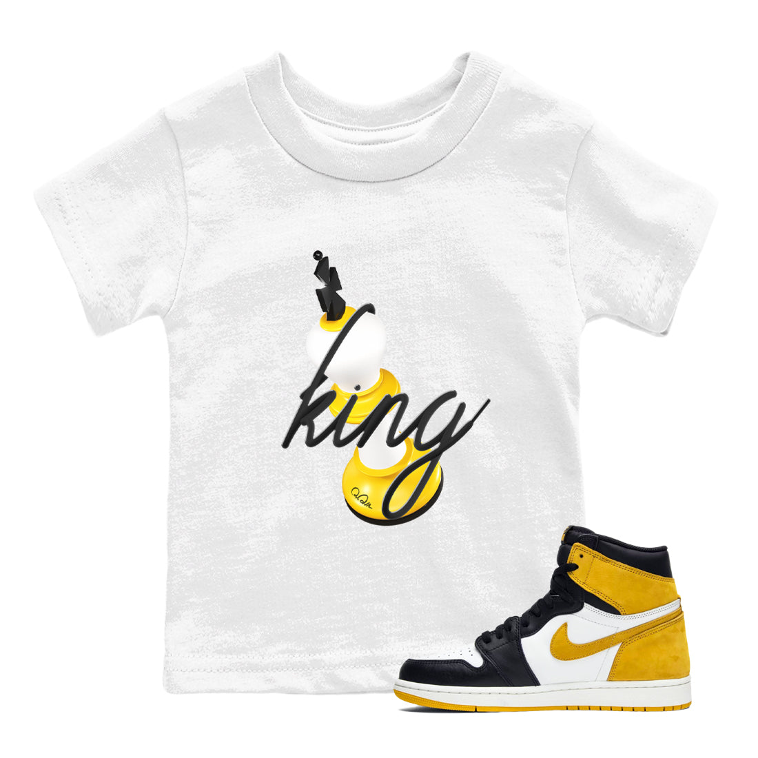 3D King snkmatch Tees Kids - Air Jordan 1 Yellow Ochre