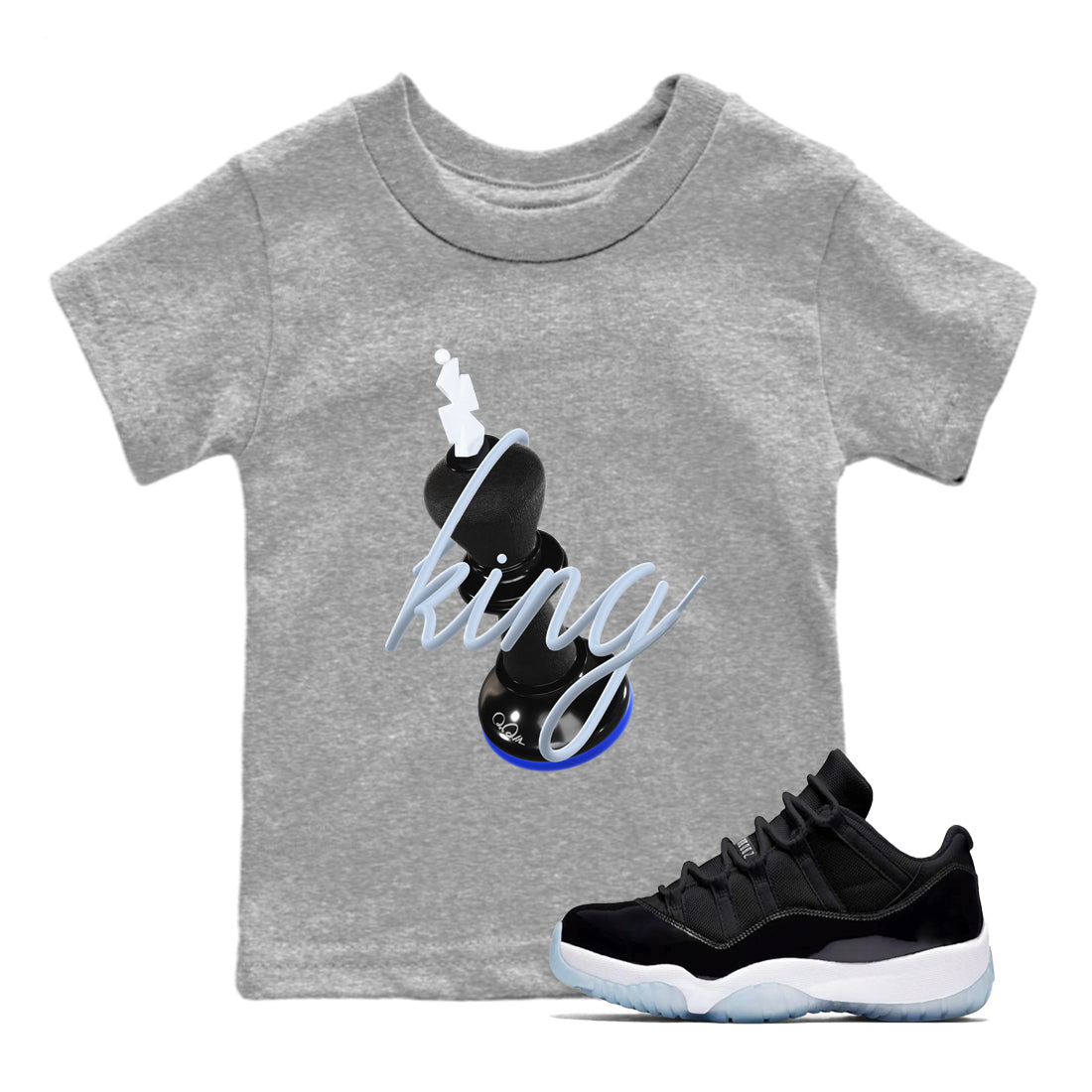 3D King snkmatch Tees Kids - Air Jordan 11 Black and Varsity Royal