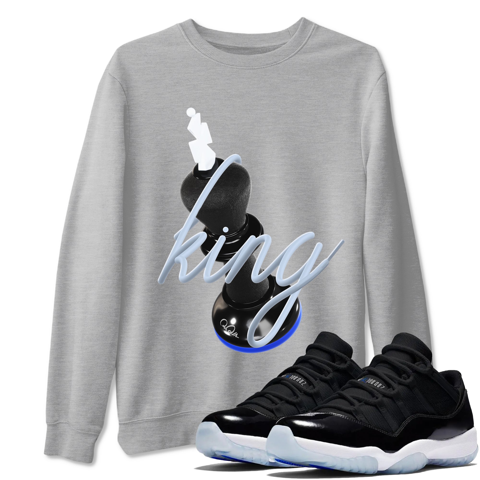 3D King snkmatch Tees - Air Jordan 11 Black and Varsity Royal