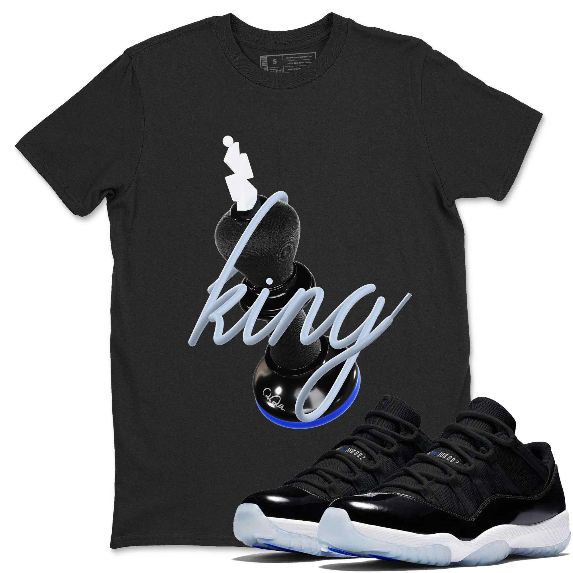 3D King snkmatch Tees - Air Jordan 11 Black and Varsity Royal