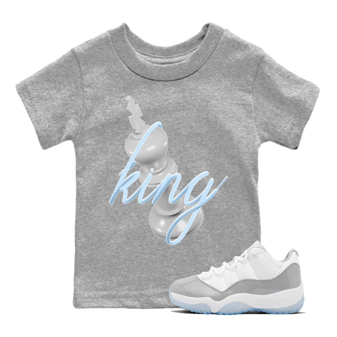 3D King Kids Tops - Air Jordan 11 White Cement