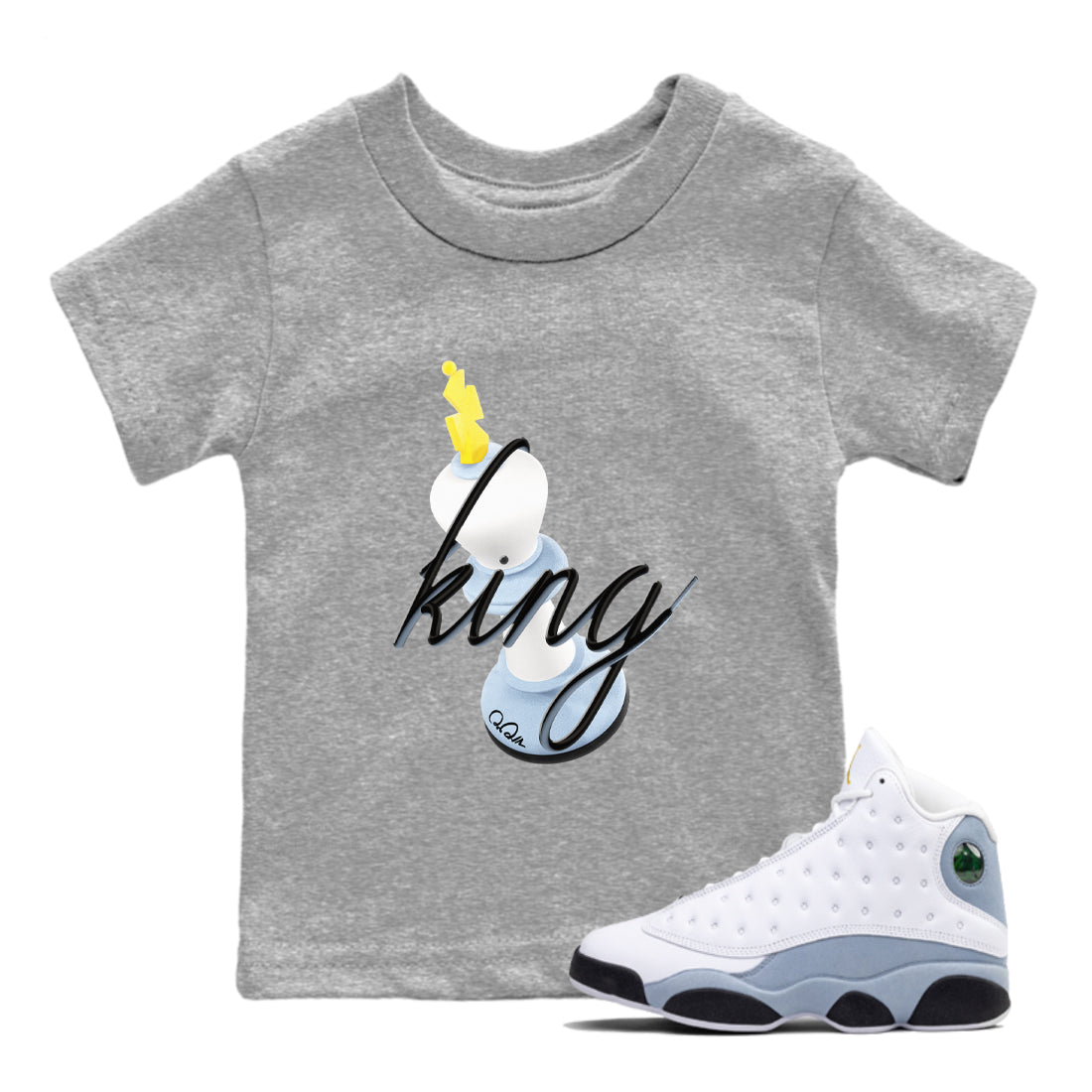3D King snkmatch Tees Kids - Air Jordan 13 Blue Grey