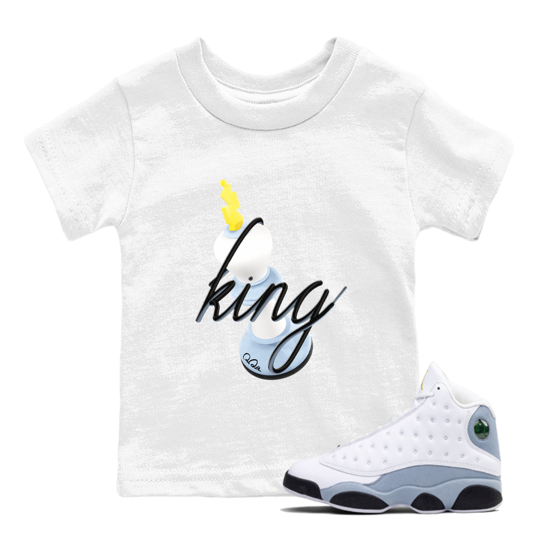 3D King snkmatch Tees Kids - Air Jordan 13 Blue Grey