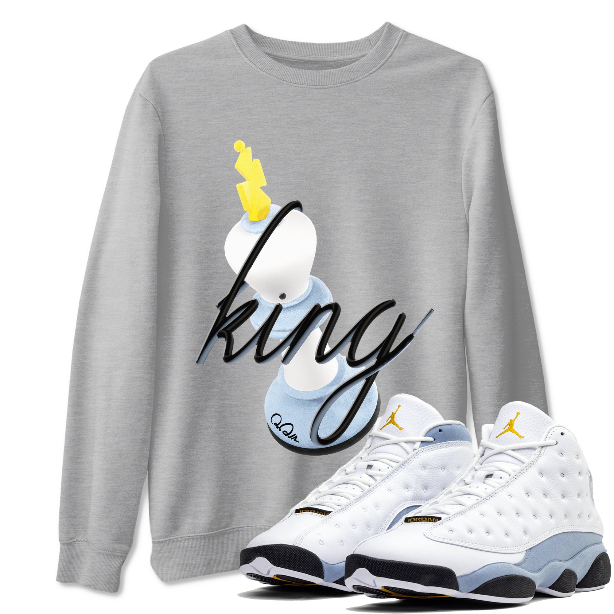 3D King snkmatch Tees - Air Jordan 13 Blue Grey