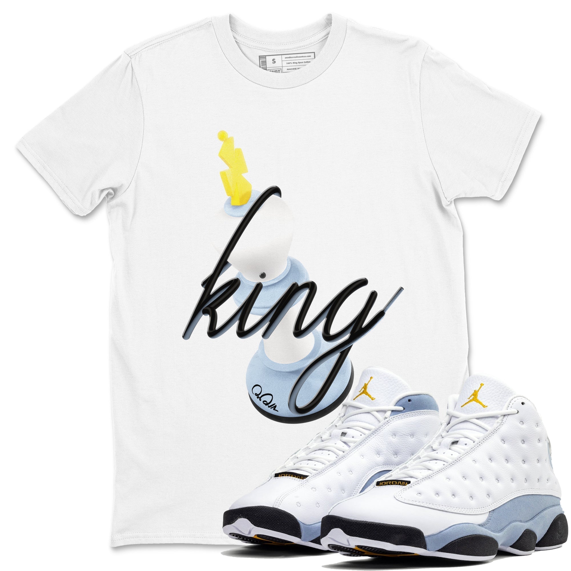 3D King snkmatch Tees - Air Jordan 13 Blue Grey