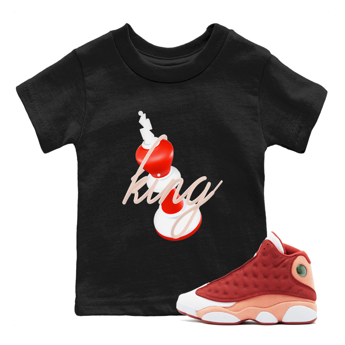 3D King snkmatch Tees Kids - Air Jordan 13 Dune Red