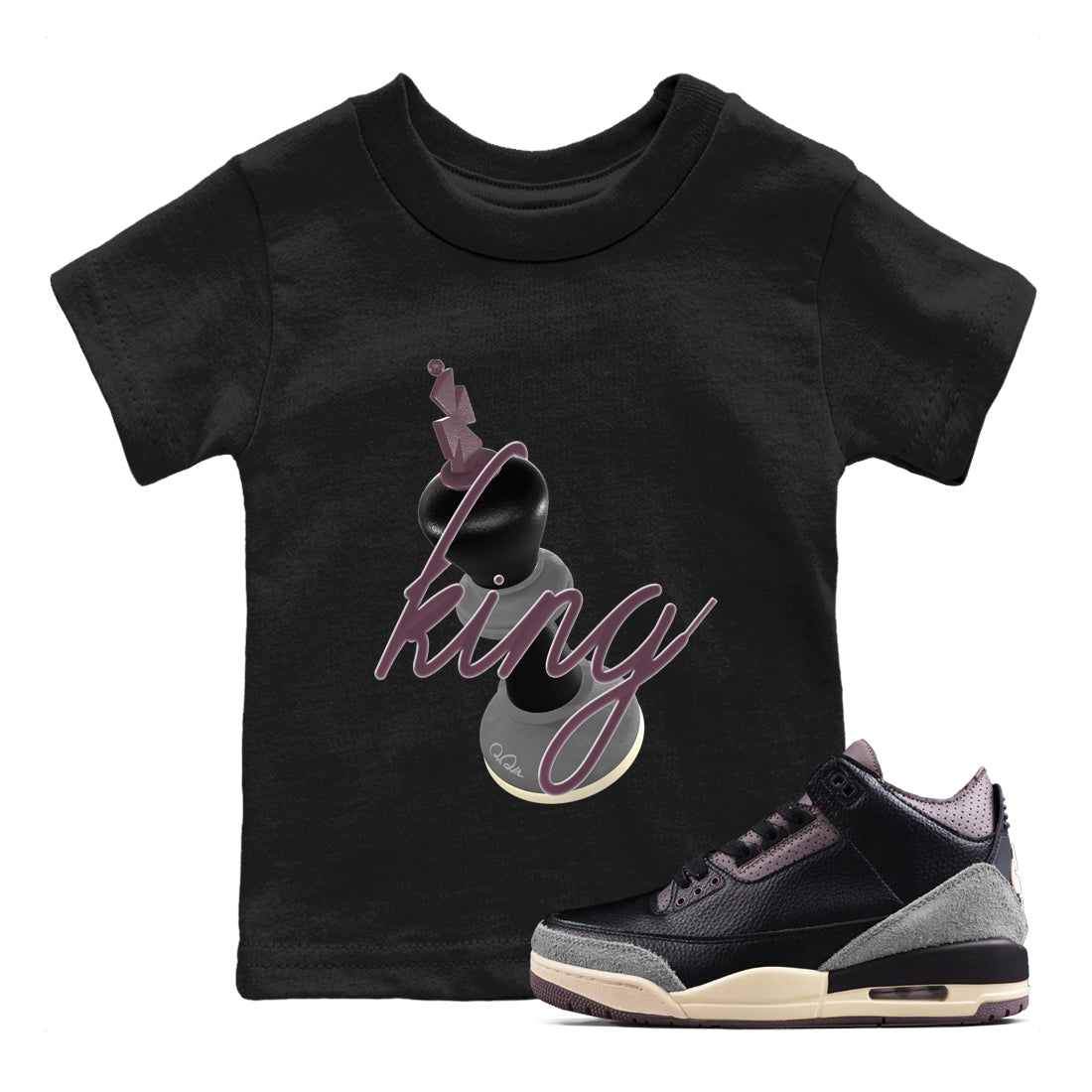 3D King snkmatch Tees Kids - Air Jordan 3 A Ma Maniere x Black
