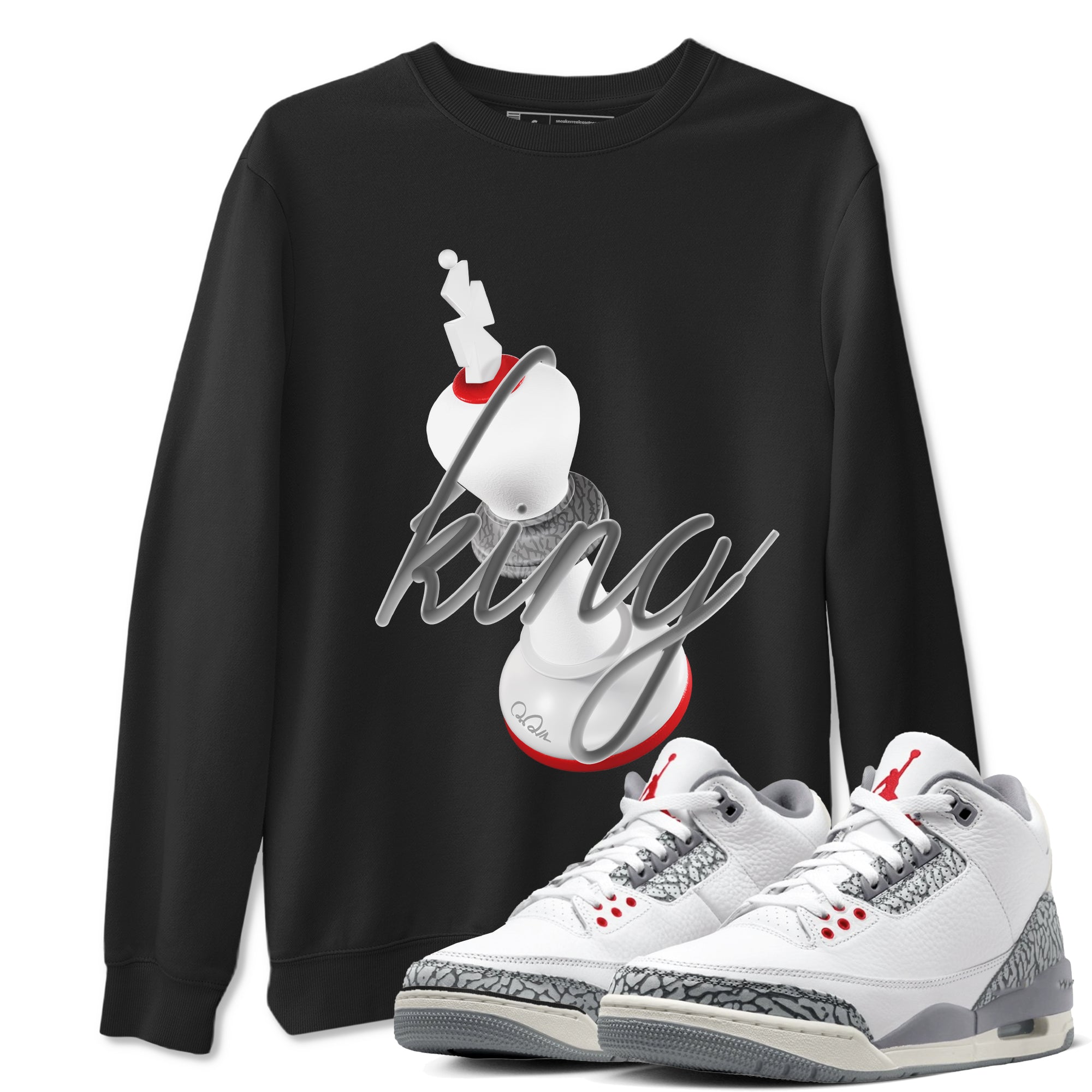 3D King snkmatch Tees - Air Jordan 3 Cement Grey