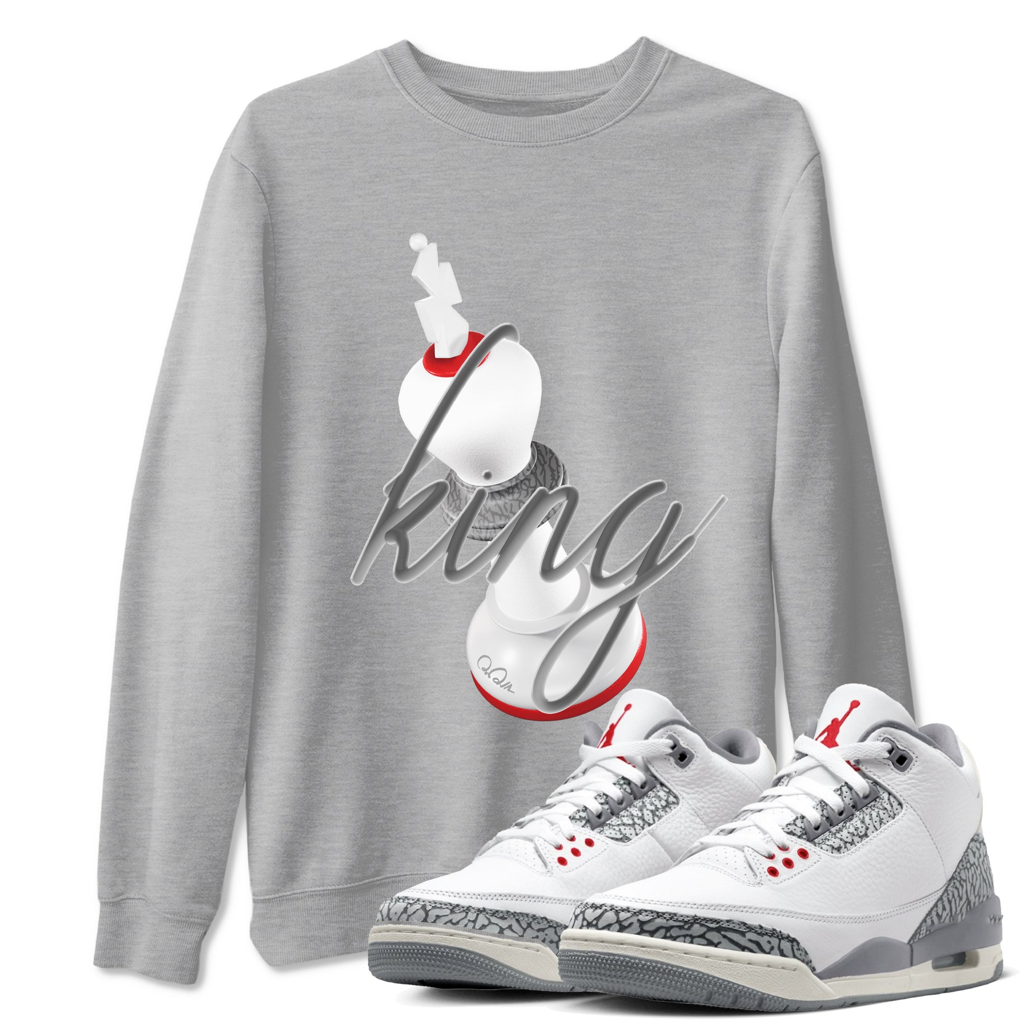 3D King snkmatch Tees - Air Jordan 3 Cement Grey