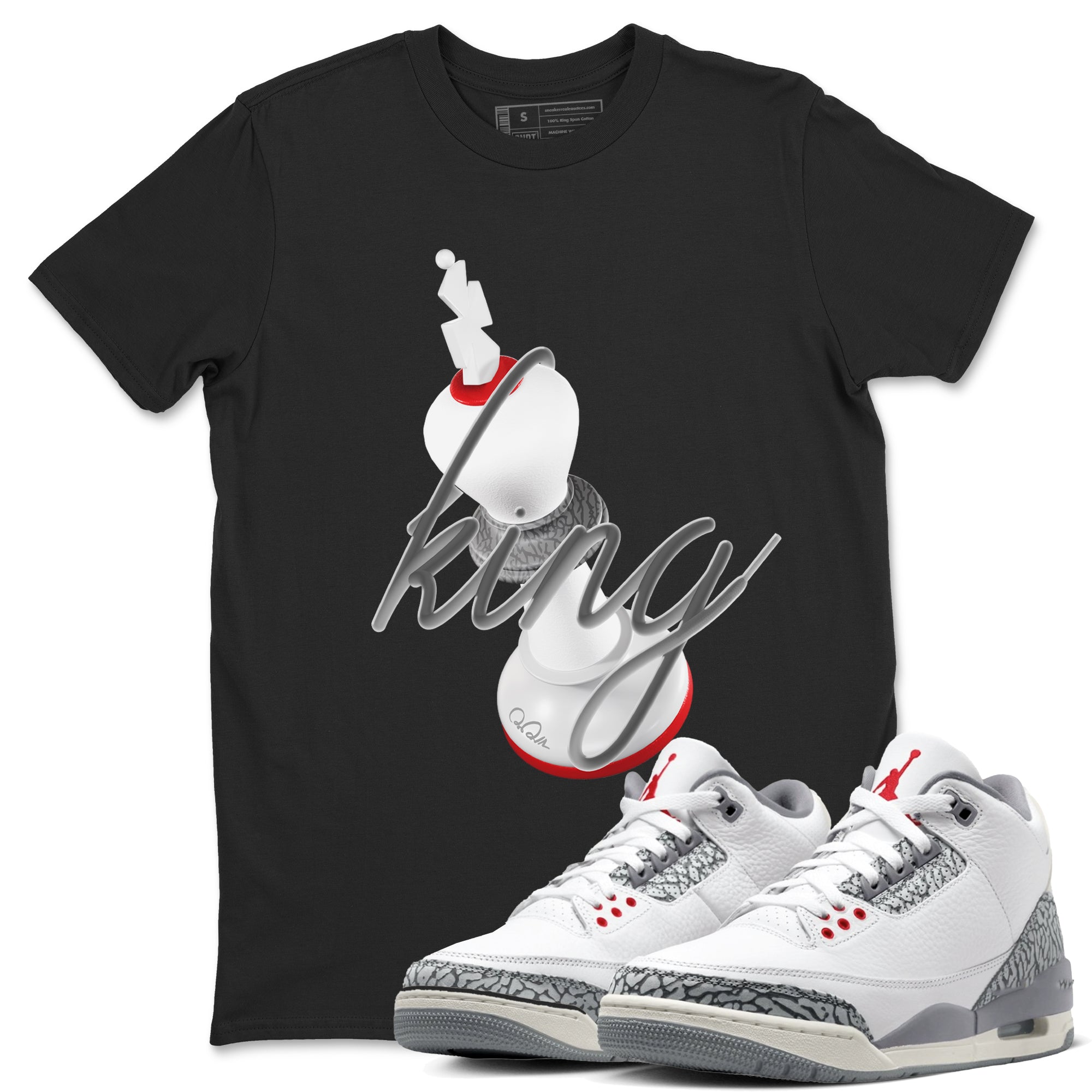 3D King snkmatch Tees - Air Jordan 3 Cement Grey