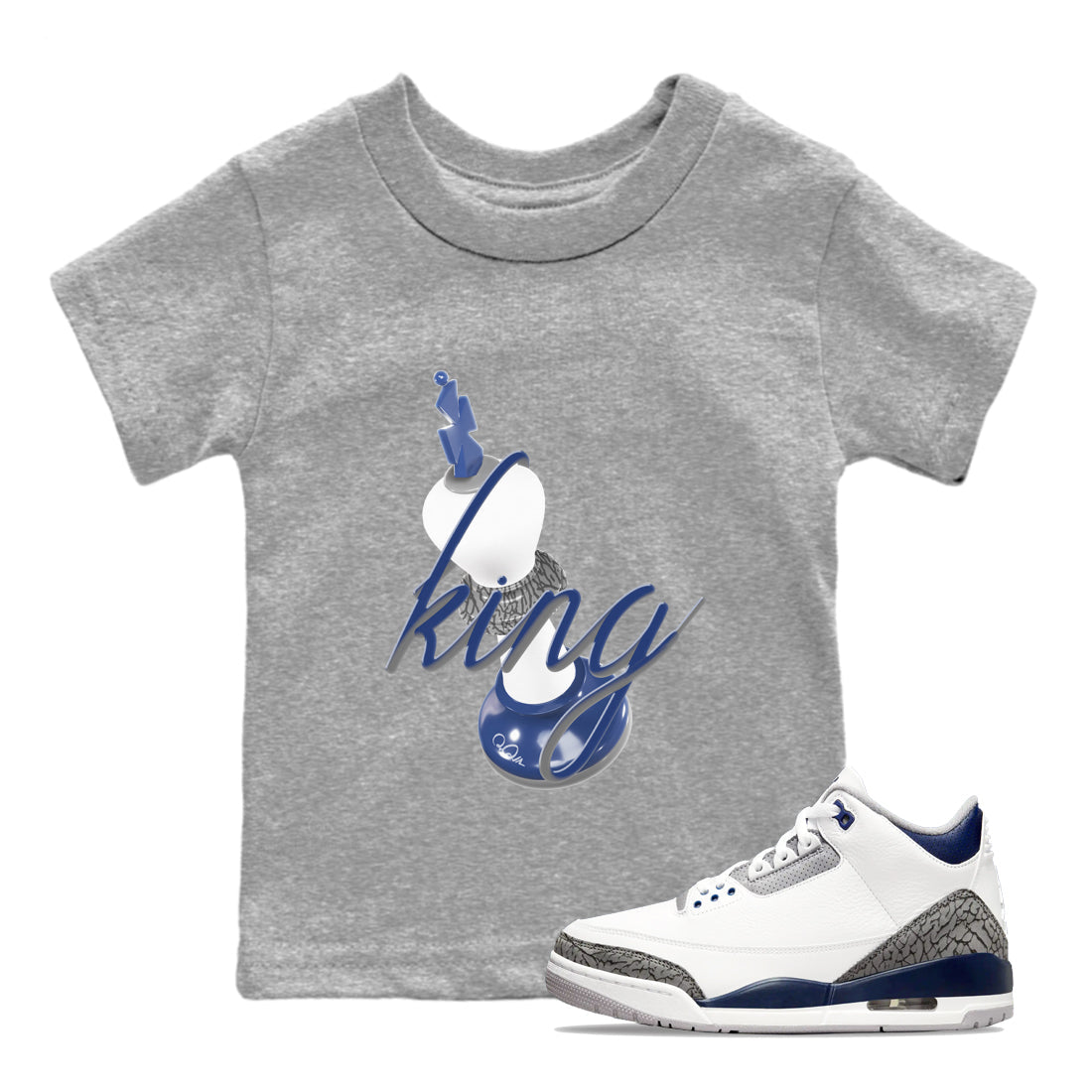 3D King snkmatch Tees Kids - Air Jordan 3 Midnight Navy 2023