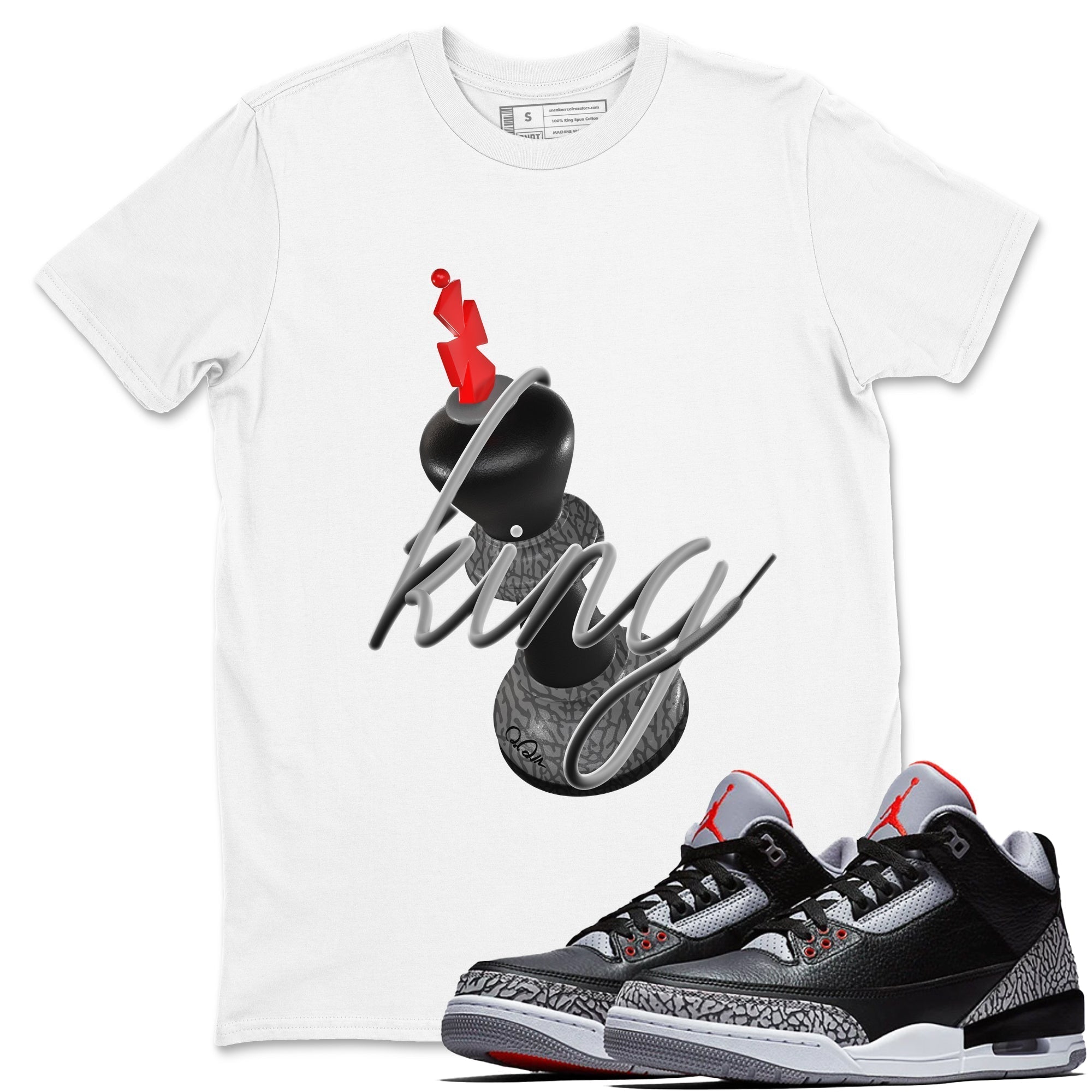 3D King snkmatch Tees - Air Jordan 3 Black Cement