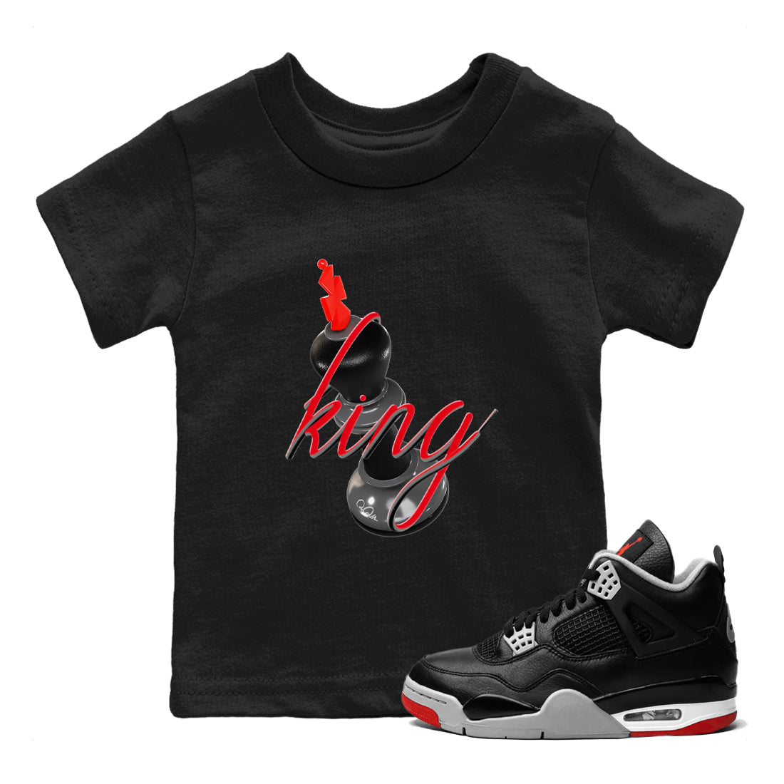 3D King snkmatch Tee Kids - Air Jordan 4 Bred Reimagined