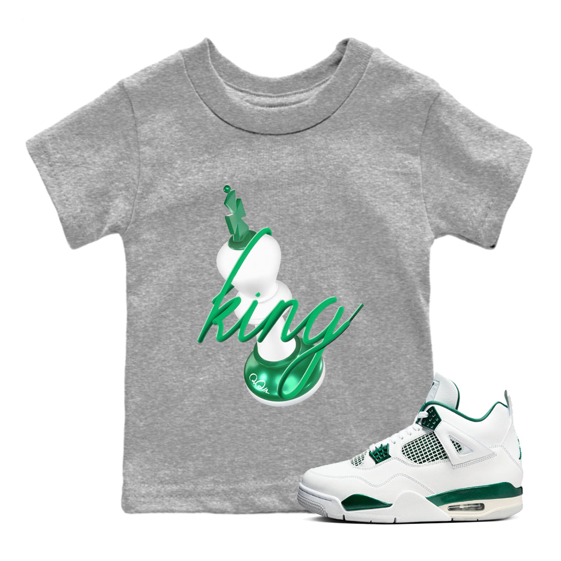3D King snkmatch Tees Kids - Air Jordan 4 Oxidized Green