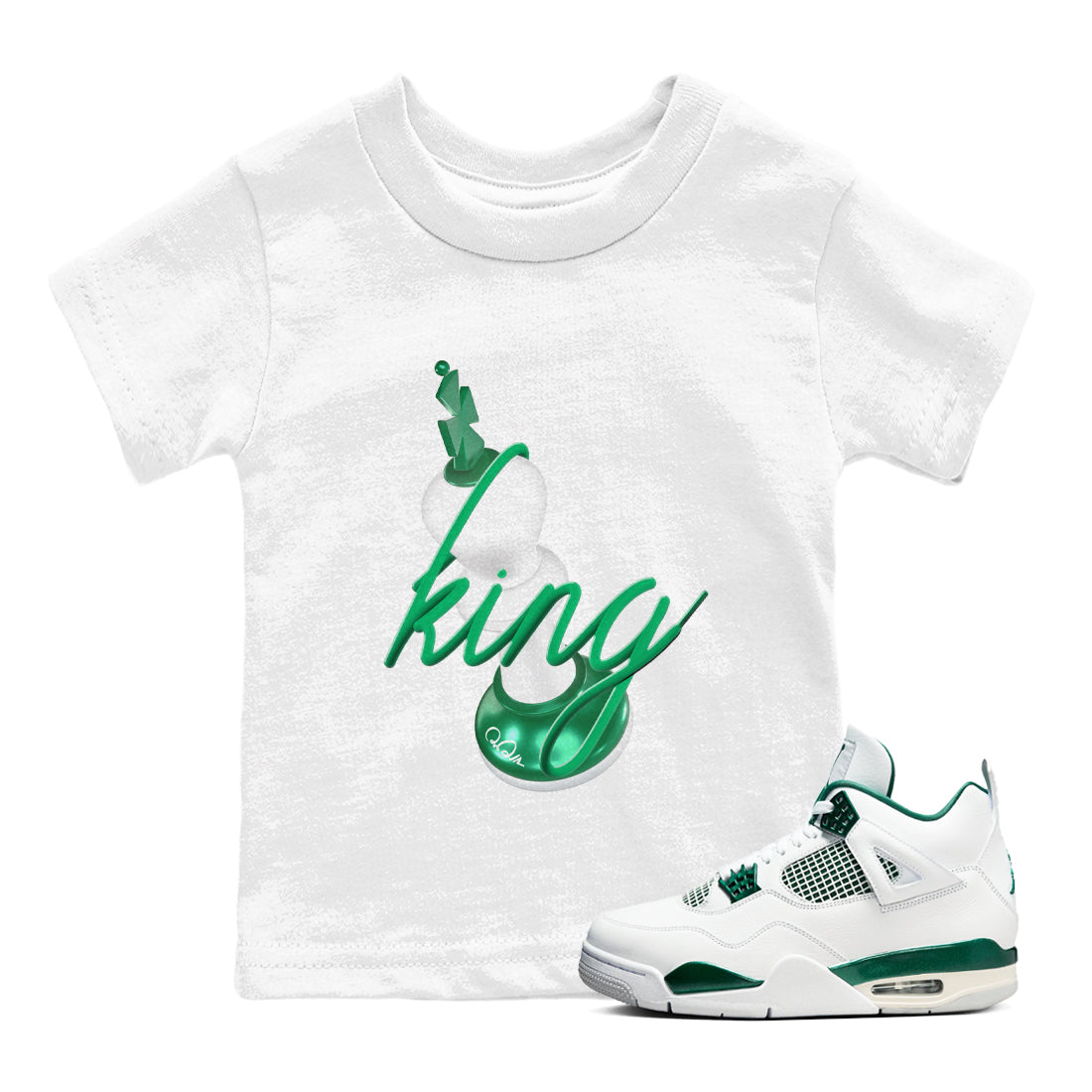 3D King snkmatch Tees Kids - Air Jordan 4 Oxidized Green