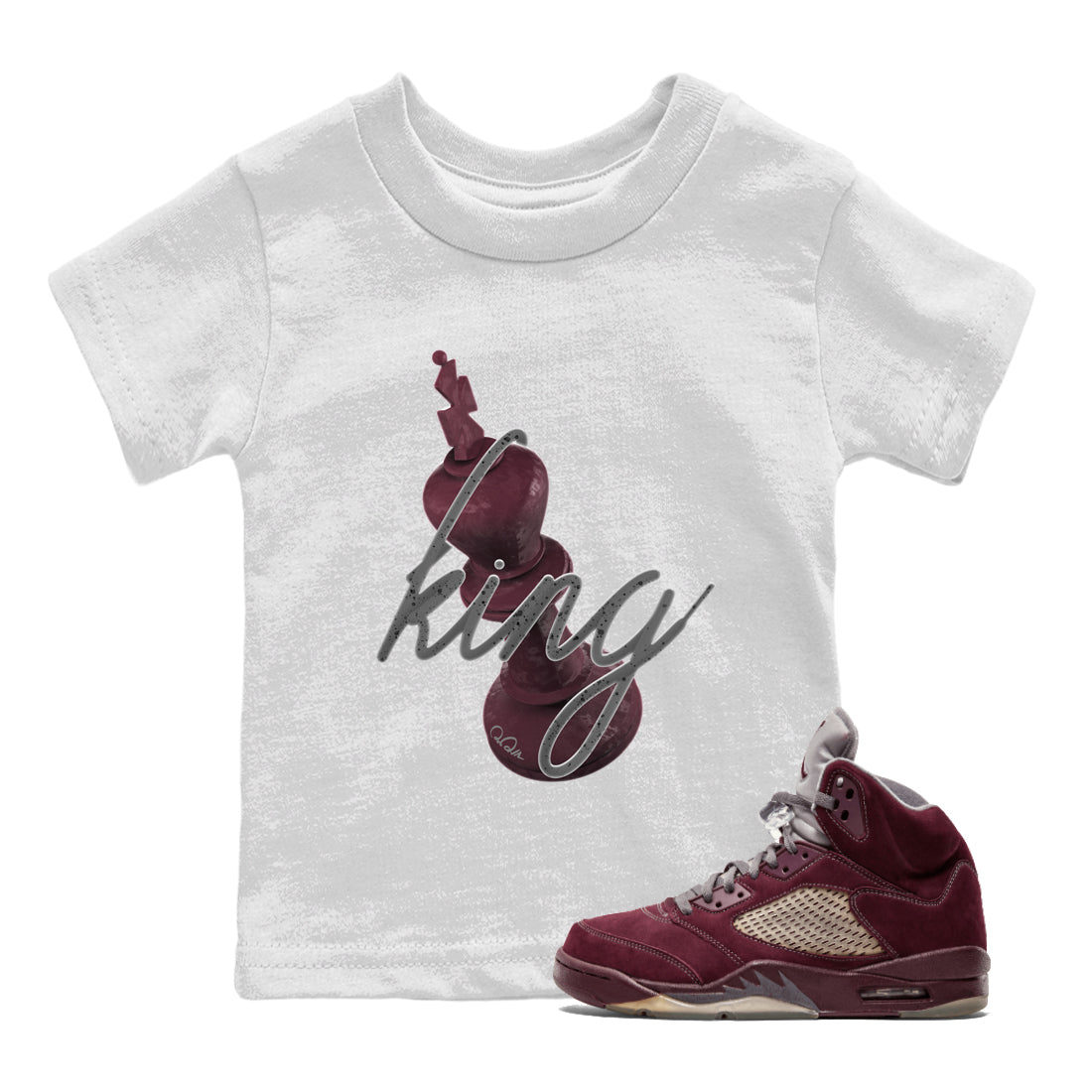 3D King Kids Tops - Air Jordan 5 Burgundy