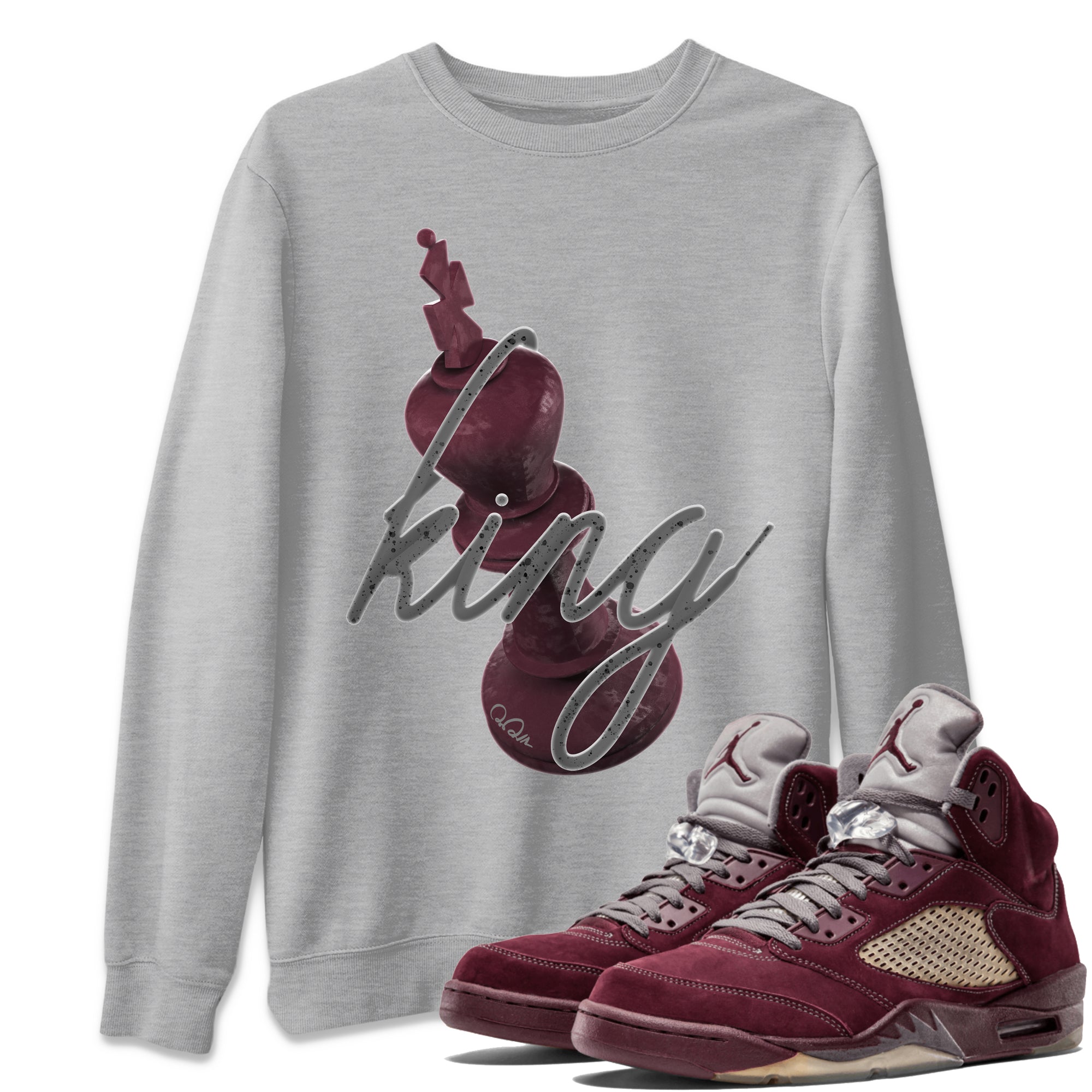 3D King Unisex Tops - Air Jordan 5 Burgundy
