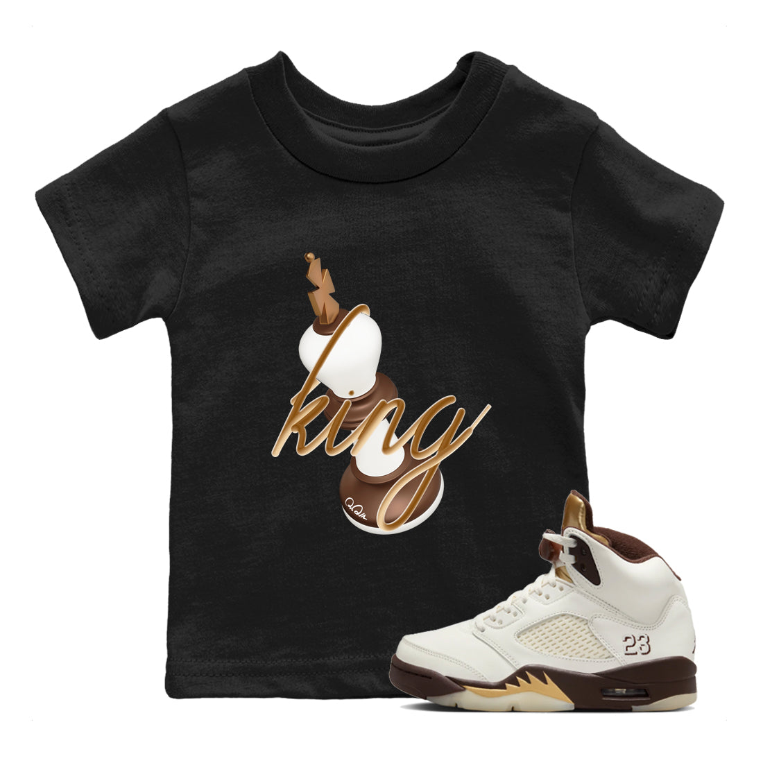 3D King snkmatch Tees Kids - Air Jordan 5 Golden Ticket
