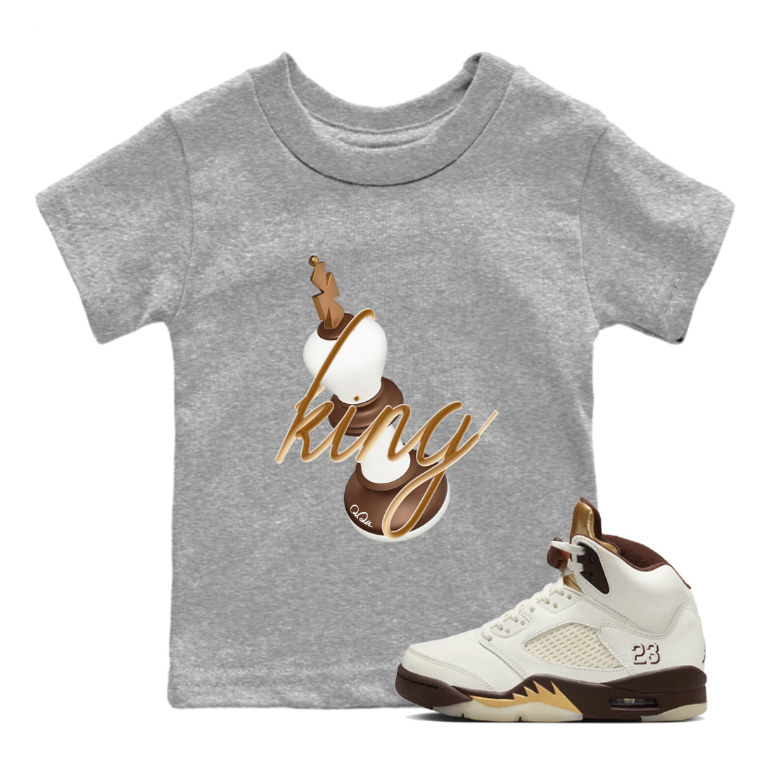 3D King snkmatch Tees Kids - Air Jordan 5 Golden Ticket