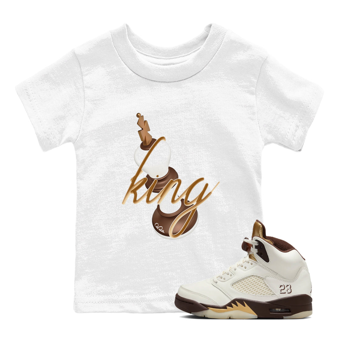 3D King snkmatch Tees Kids - Air Jordan 5 Golden Ticket