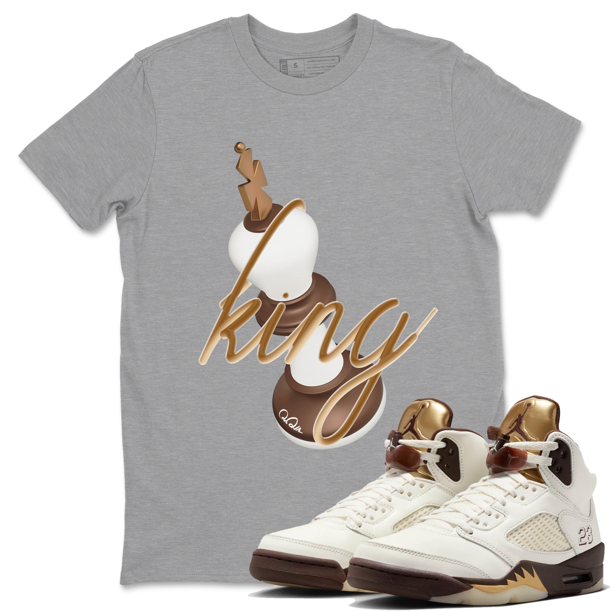 3D King snkmatch Tees - Air Jordan 5 Golden Ticket