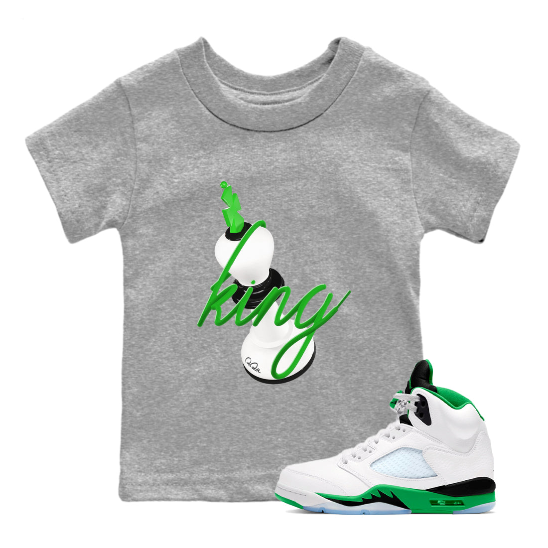 3D King snkmatch Tees Kids - Air Jordan 5 Lucky Green