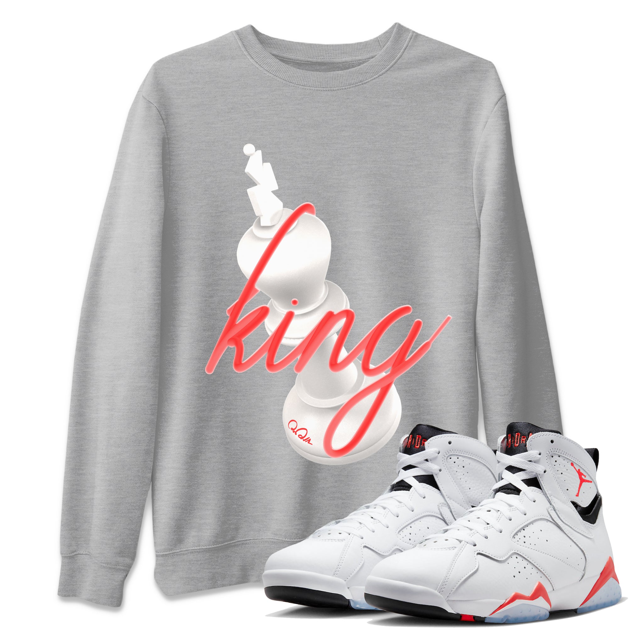 3D King Unisex Tops - Air Jordan 7 White Infrared