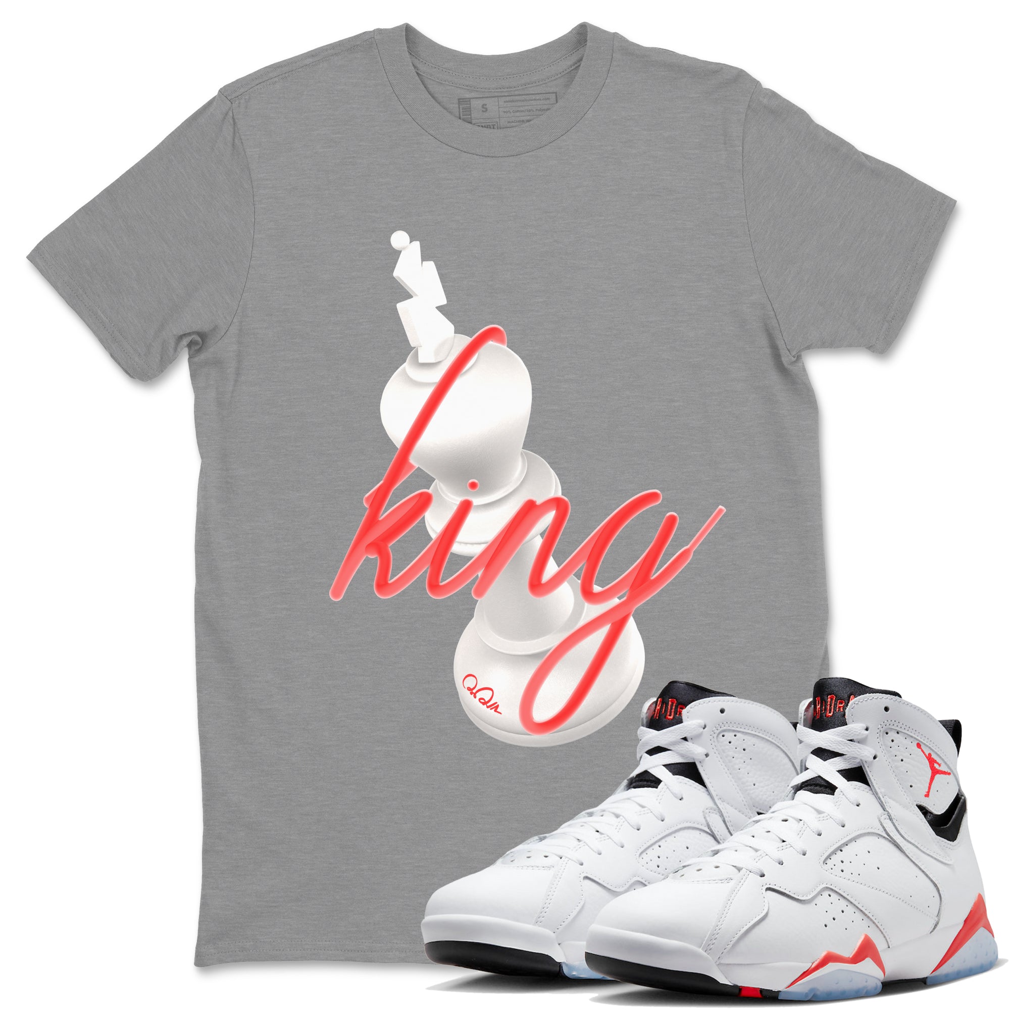 3D King Unisex Tops - Air Jordan 7 White Infrared